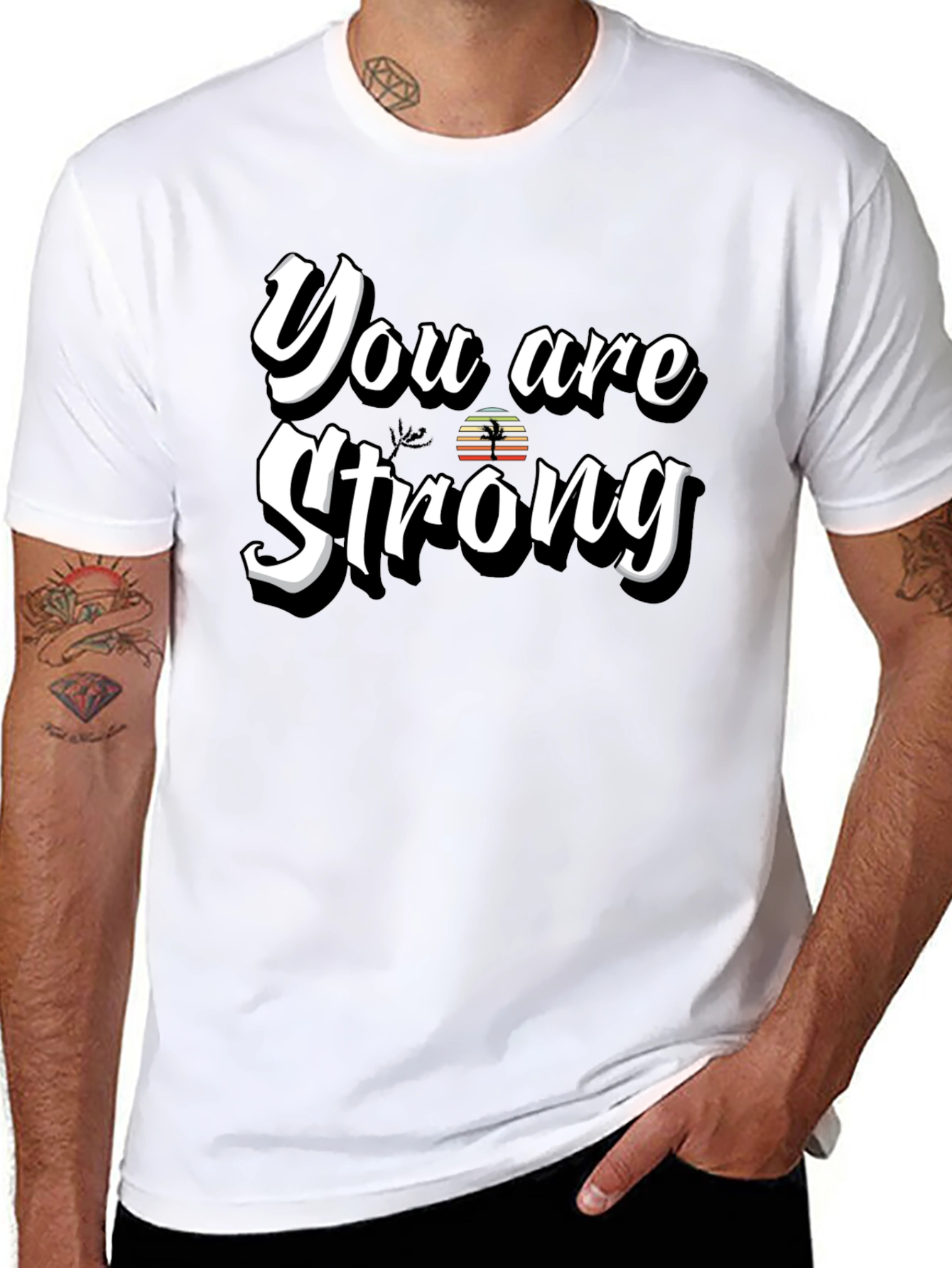 Black You Are Strong Graphic T-Shirt - Motivational Design view 8