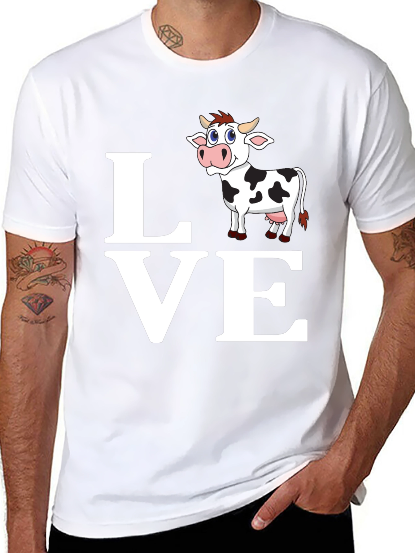 Black Cute Cow Lover T-Shirt - Black Cotton Blend view 8