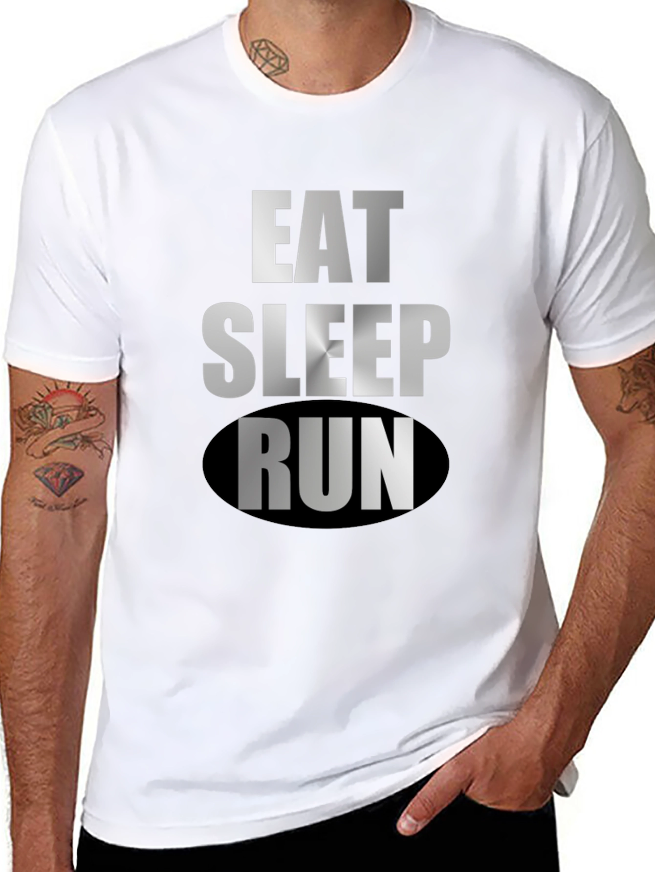 Black Eat Sleep Run Black Graphic Tee view 8