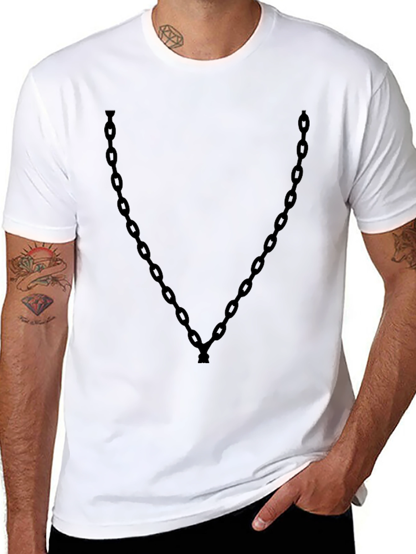 Black Chain Graphic Black T-Shirt view 8