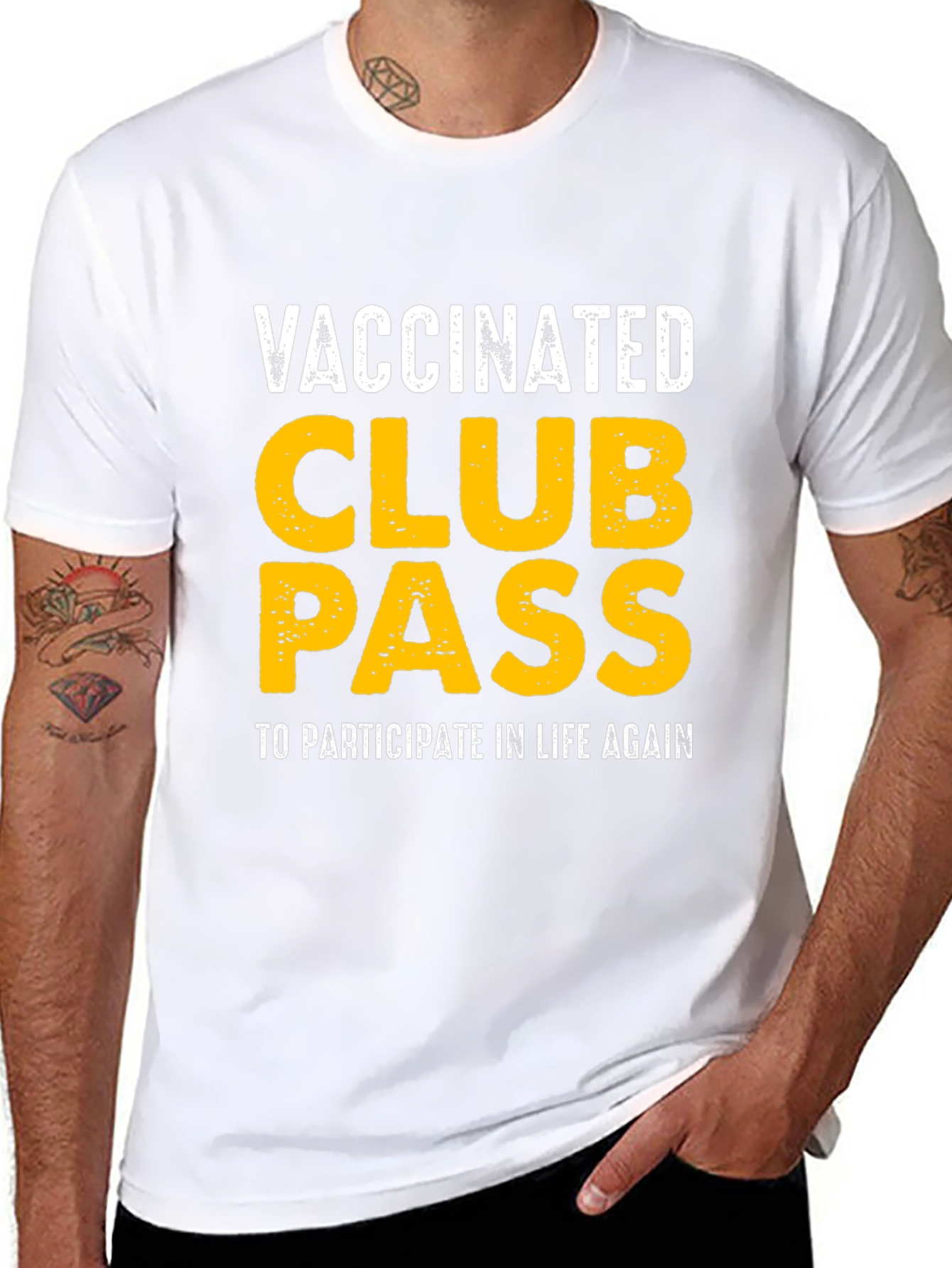 Black Vaccinated Club Pass Black T-Shirt view 8