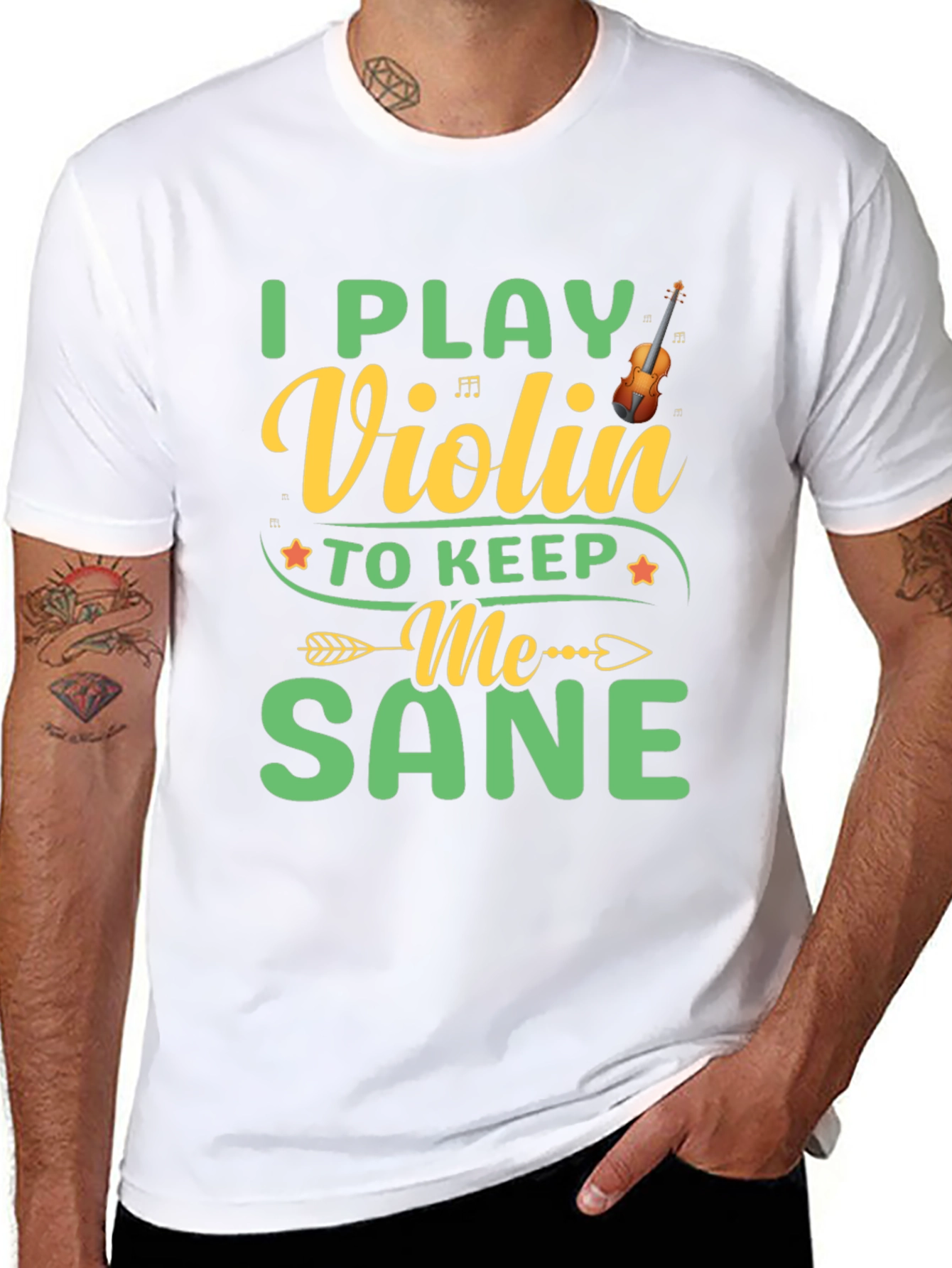Black I Play Violin to Keep Me Sane Black T-Shirt view 8
