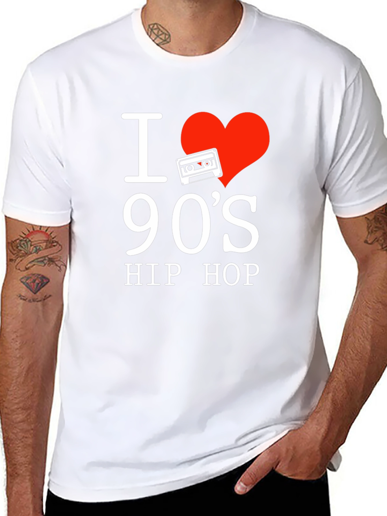 Black I Love 90's Hip Hop Graphic T-Shirt view 8