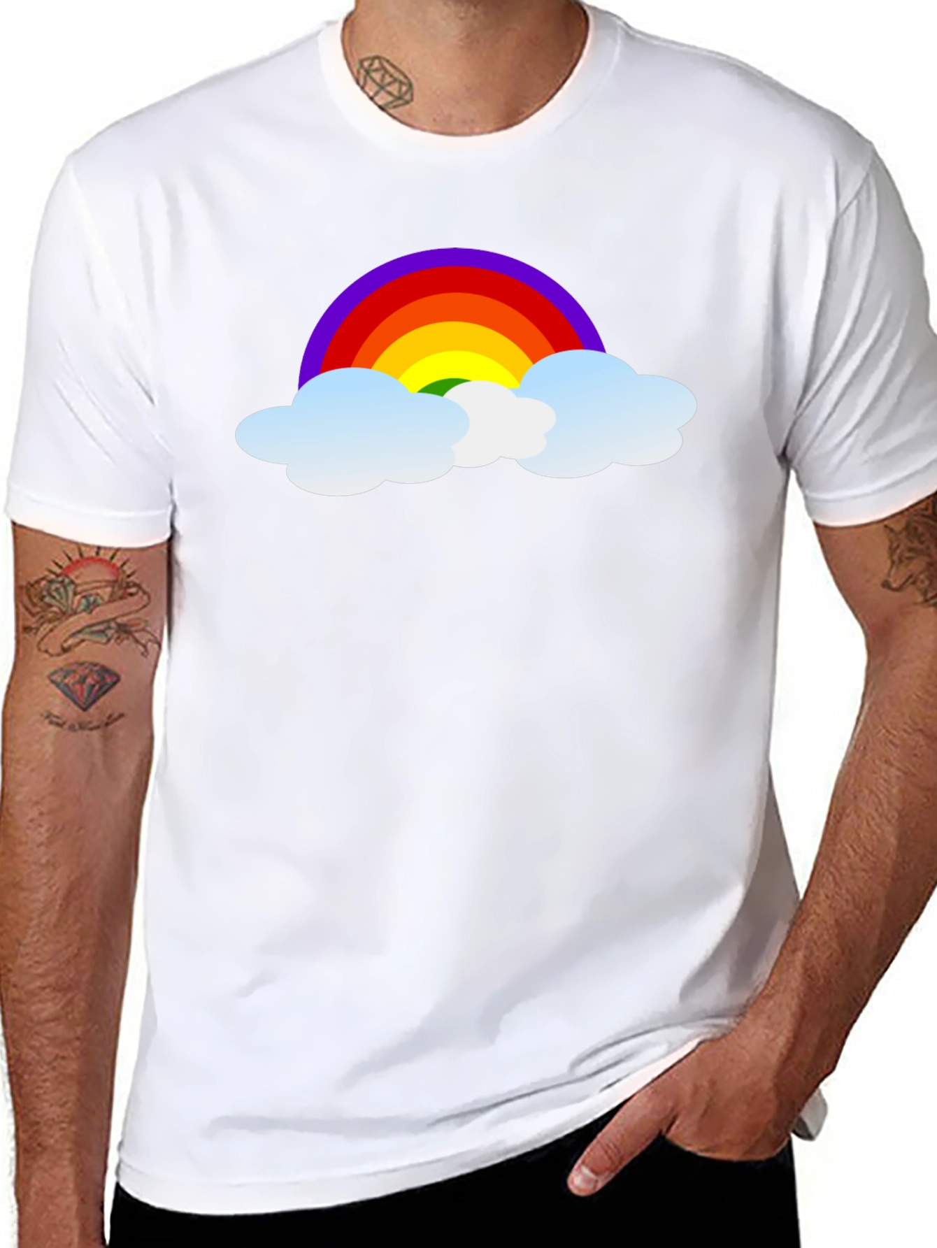 Black Rainbow Cloud Graphic Tee - Black Cotton T-Shirt view 8
