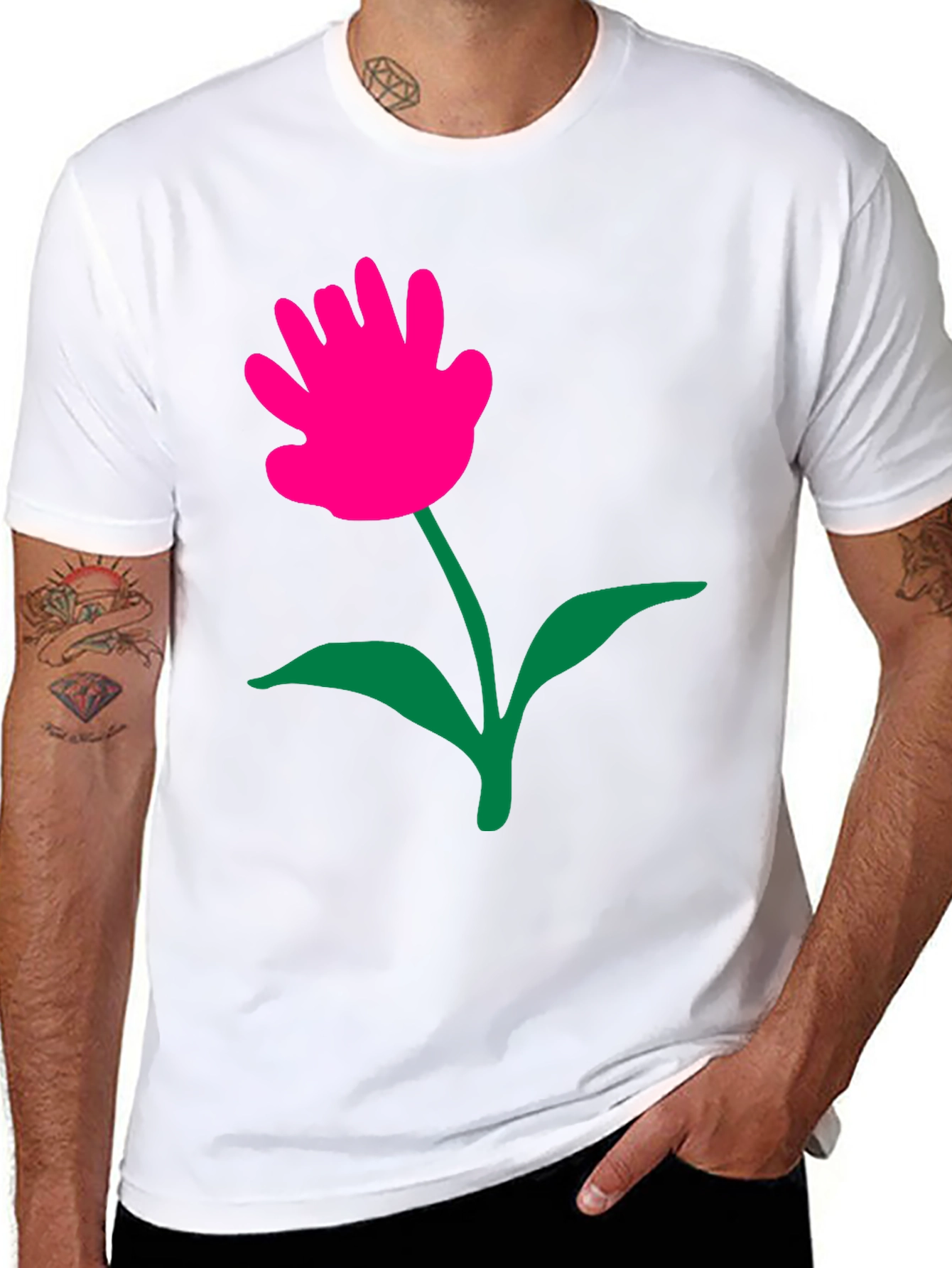 Black Funky Flower Graphic Tee - Black view 8