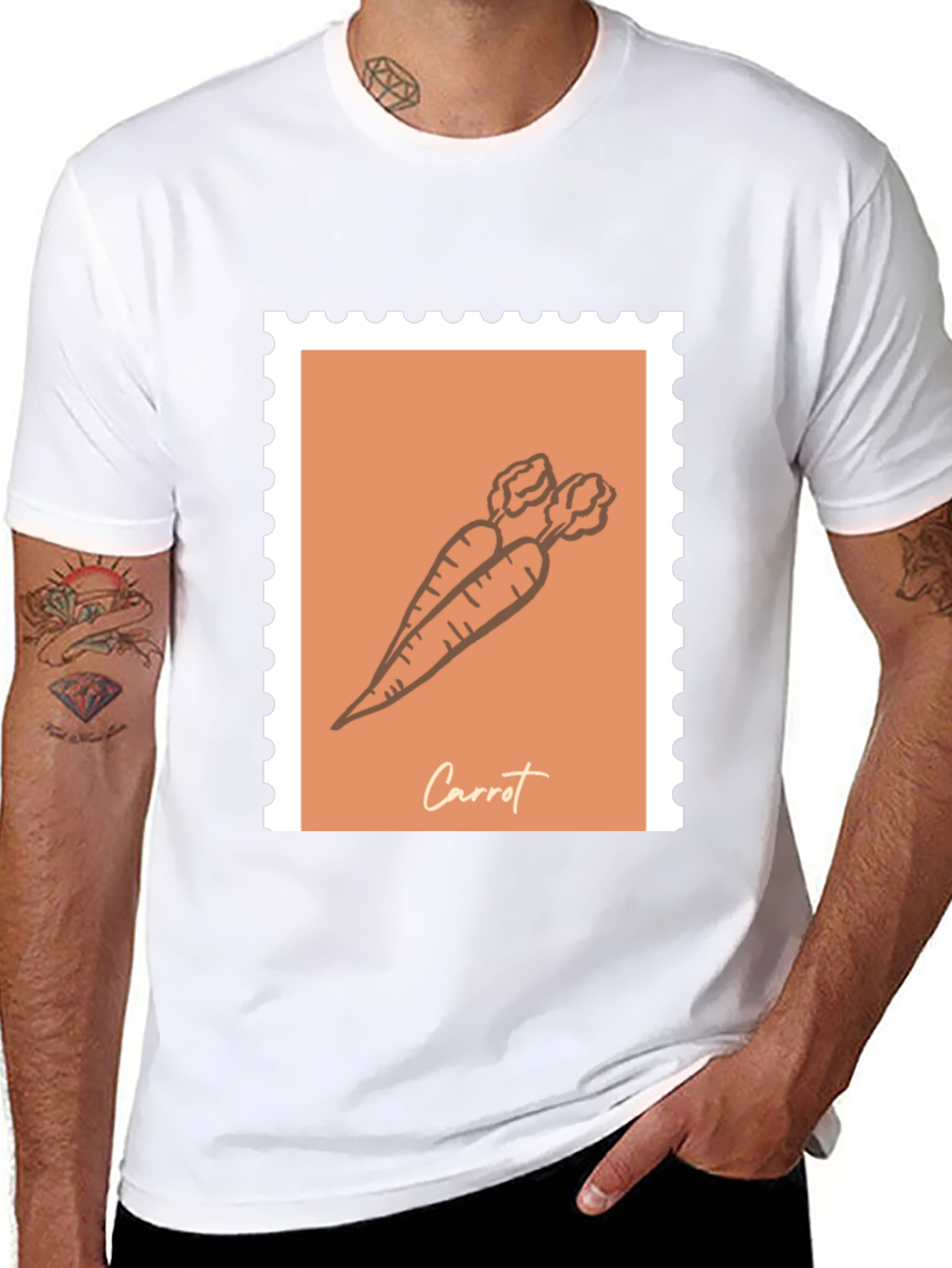 Black Carrot Stamp Graphic T-Shirt - Unisex Casual Tee view 8