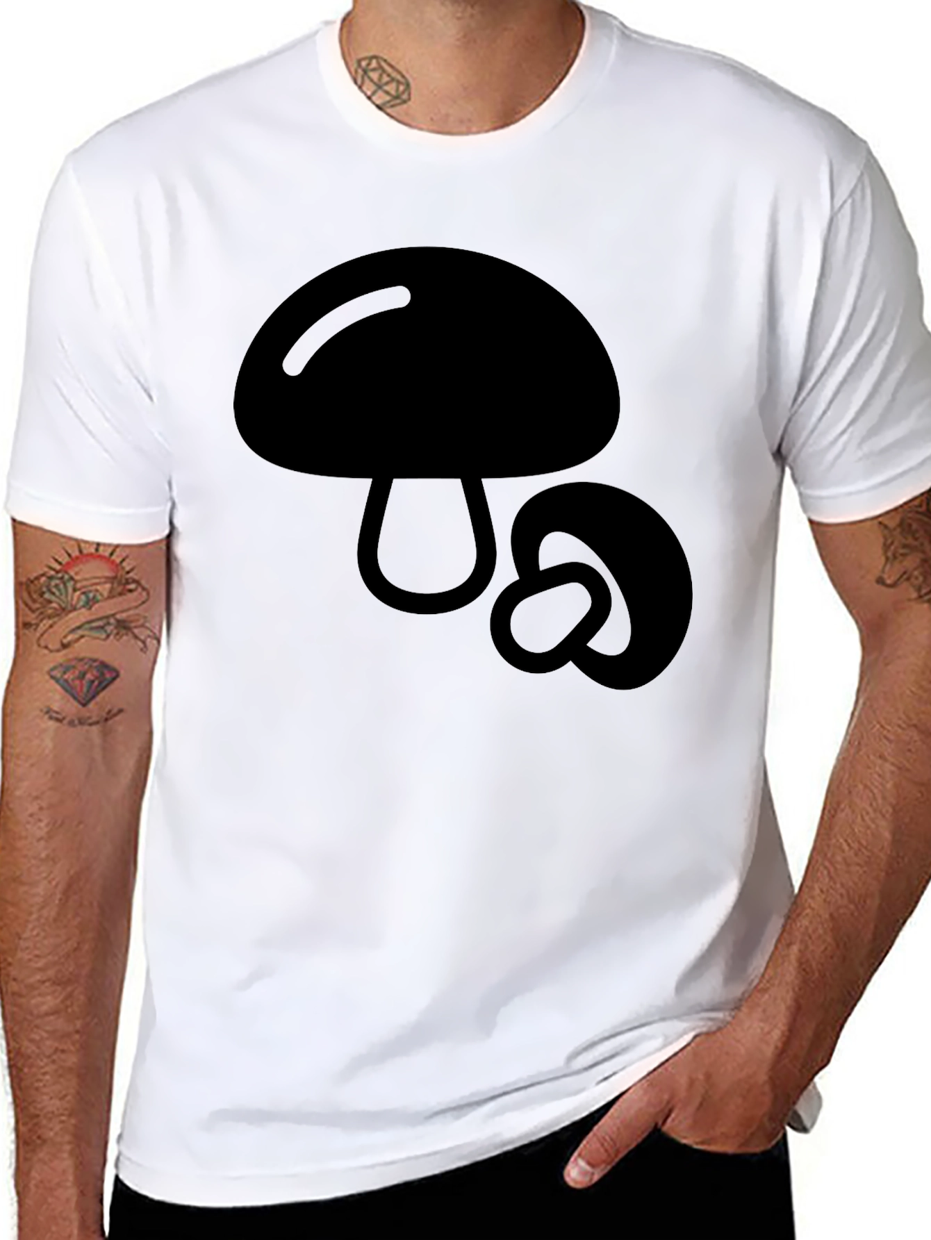 Black Mushroom Graphic Tee - Black Cotton Blend view 8