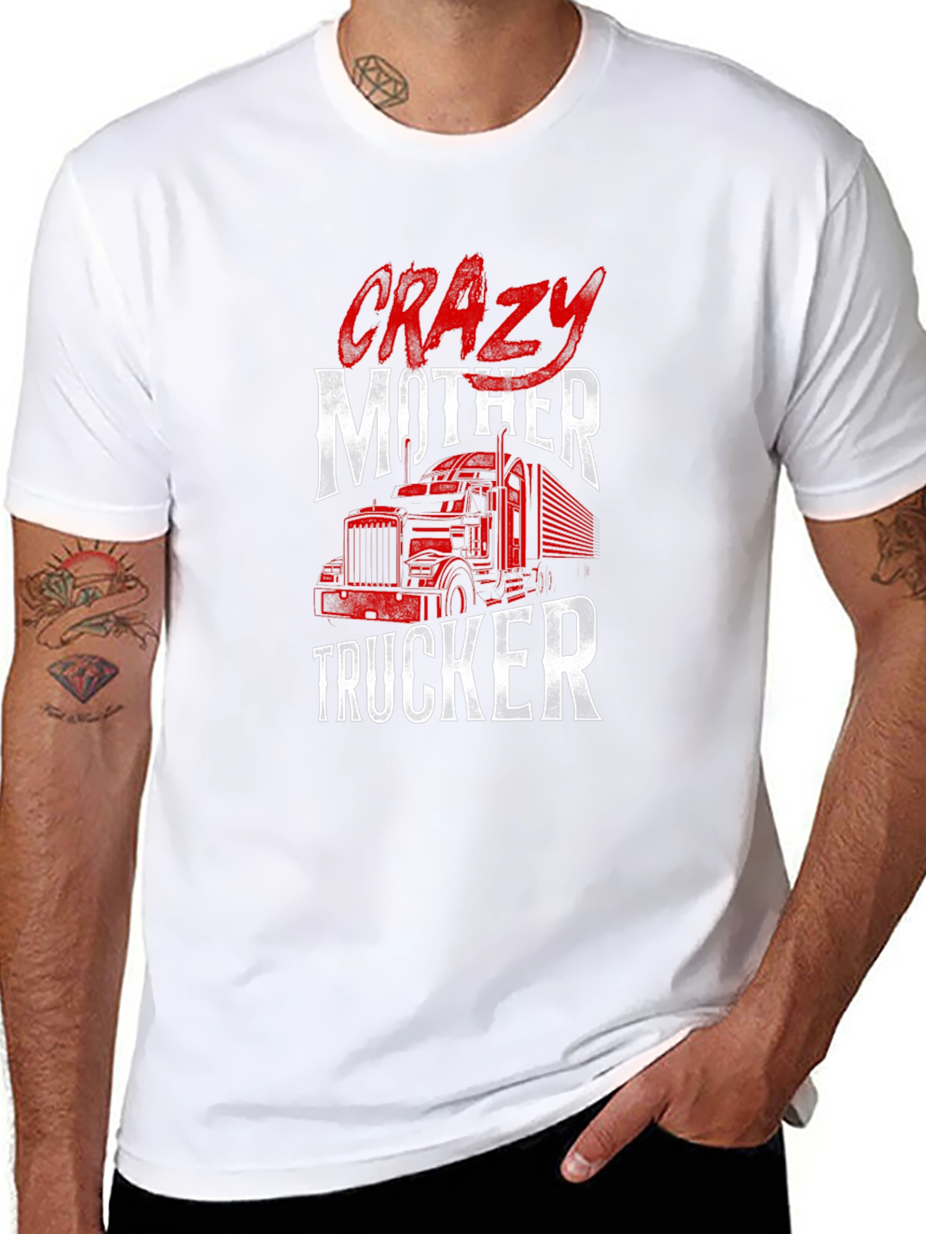 Black Crazy Mother Trucker Graphic Tee view 8