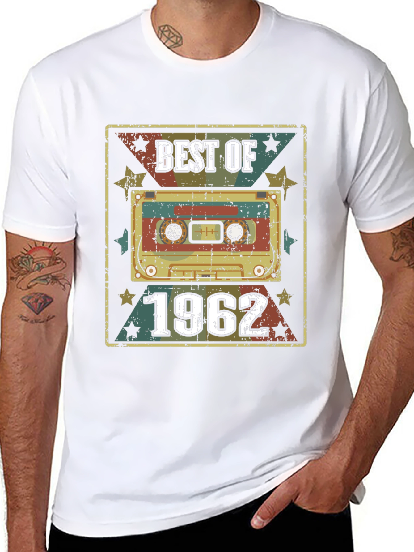 Black Best of 1962 Retro Cassette Graphic T-Shirt view 8