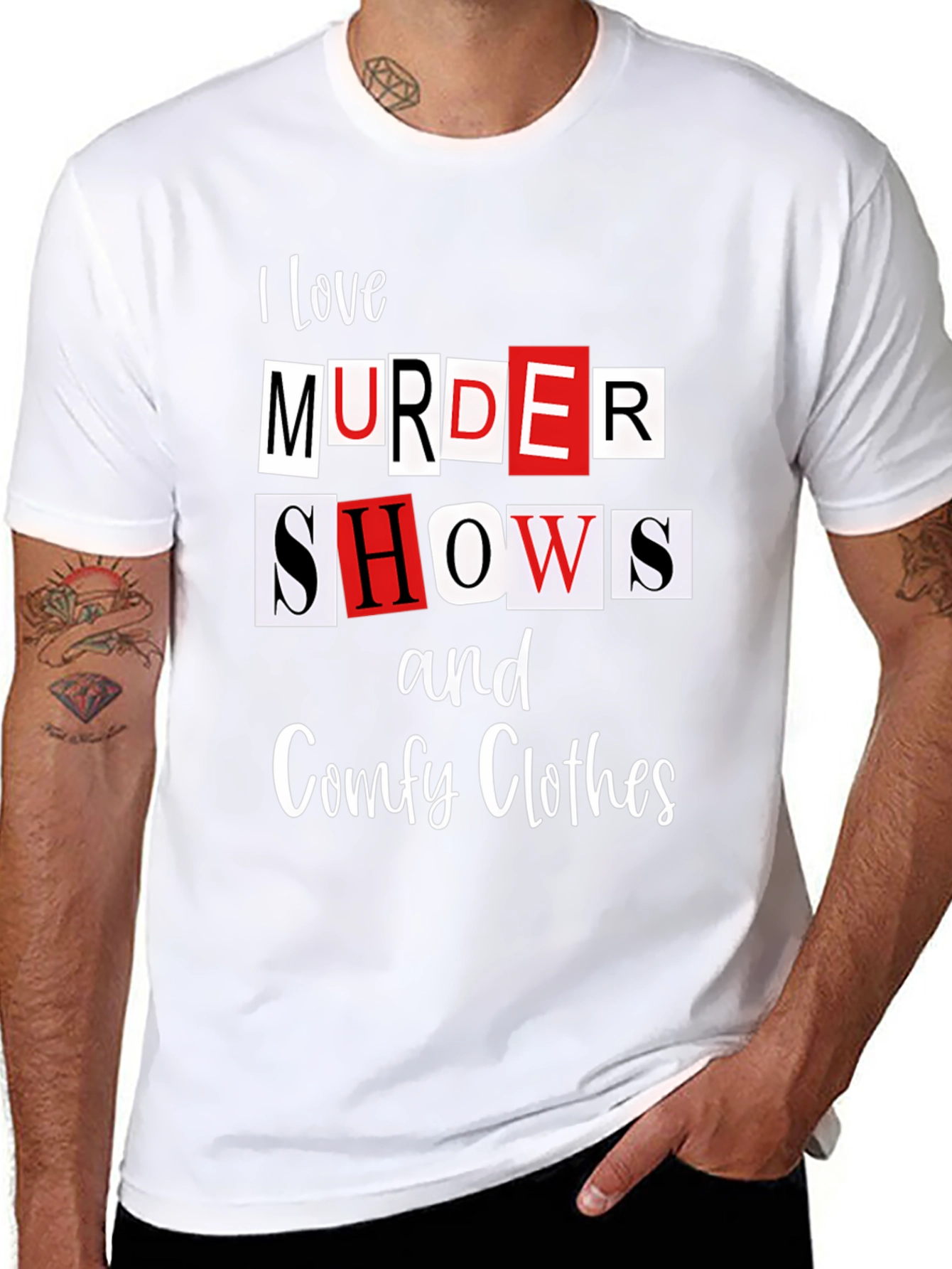 Black Murder Shows & Comfy Clothes Black Graphic Tee view 8