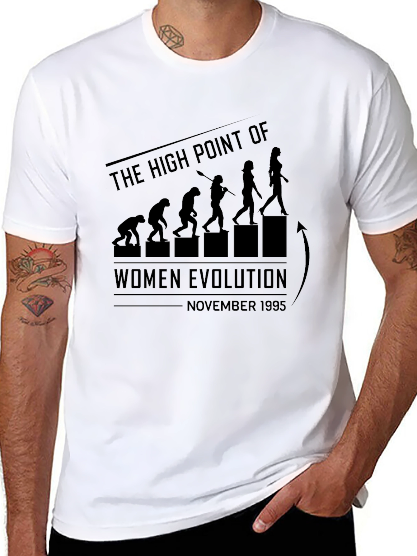 Black Funny Women's Evolution November 1995 Graphic T-Shirt view 8