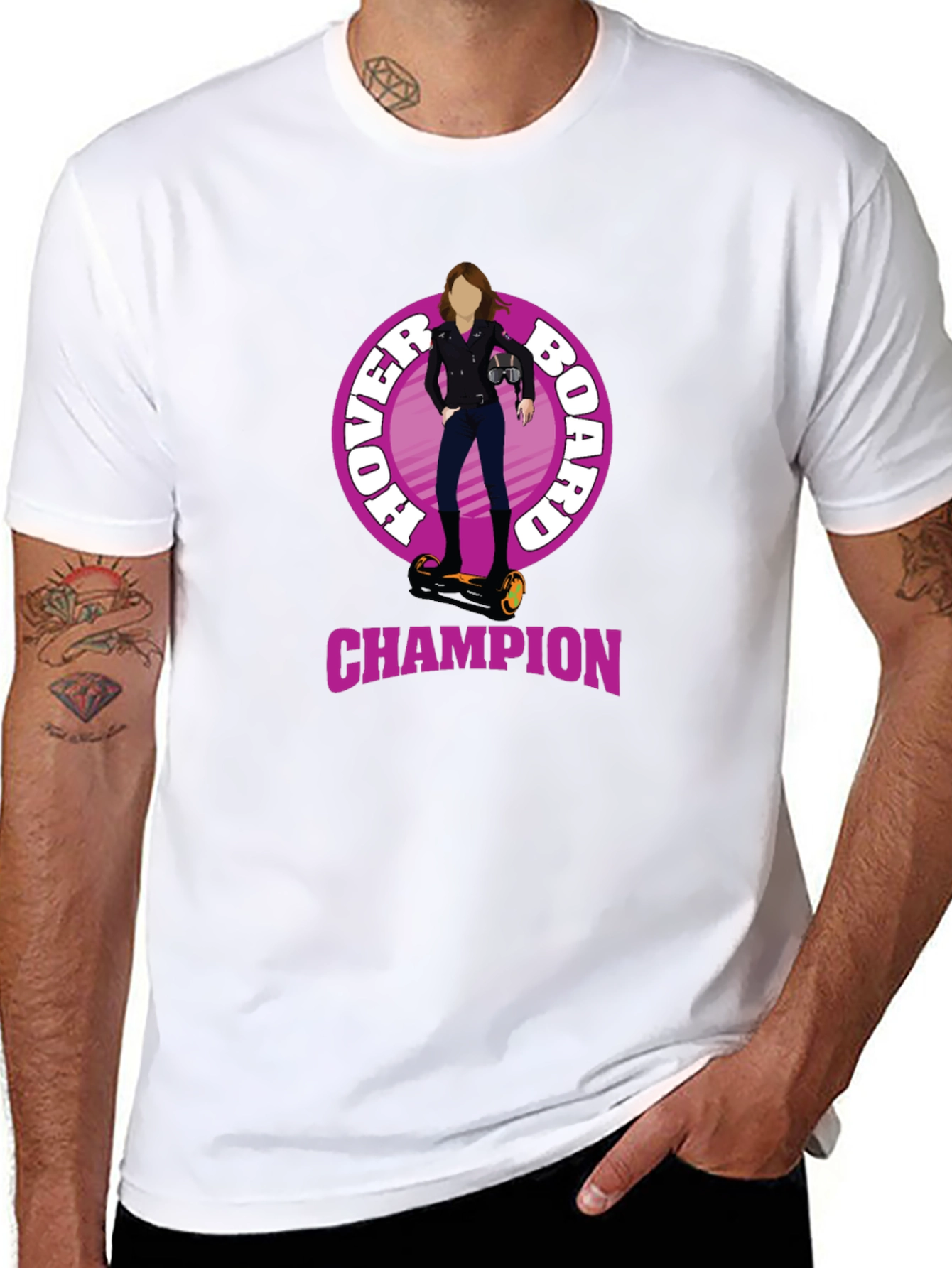 Black Hoverboard Champion Graphic Tee - Unique Design view 8