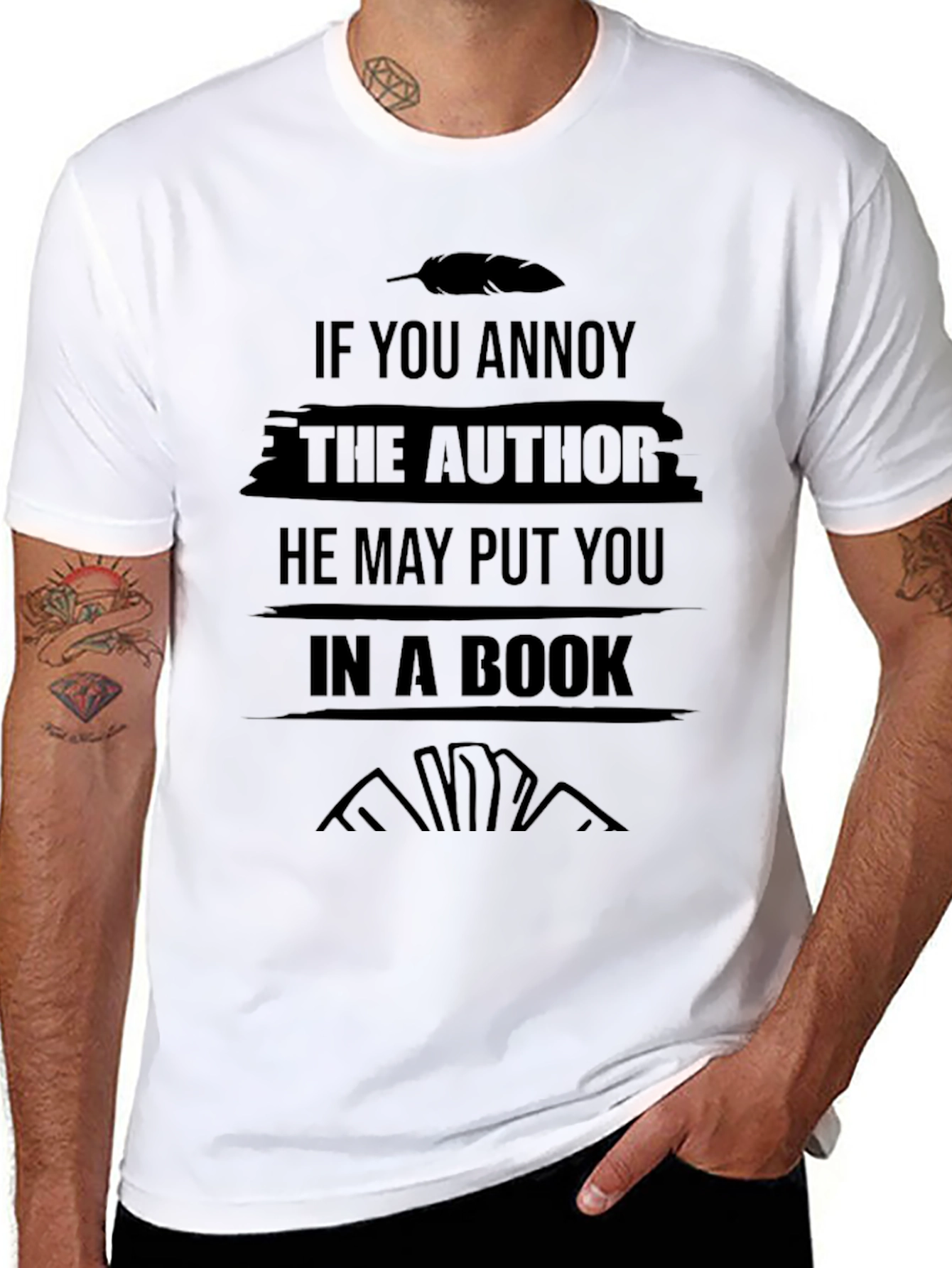 Black Author Warning Black T-Shirt Funny Novelist Writer Gift Tee view 8