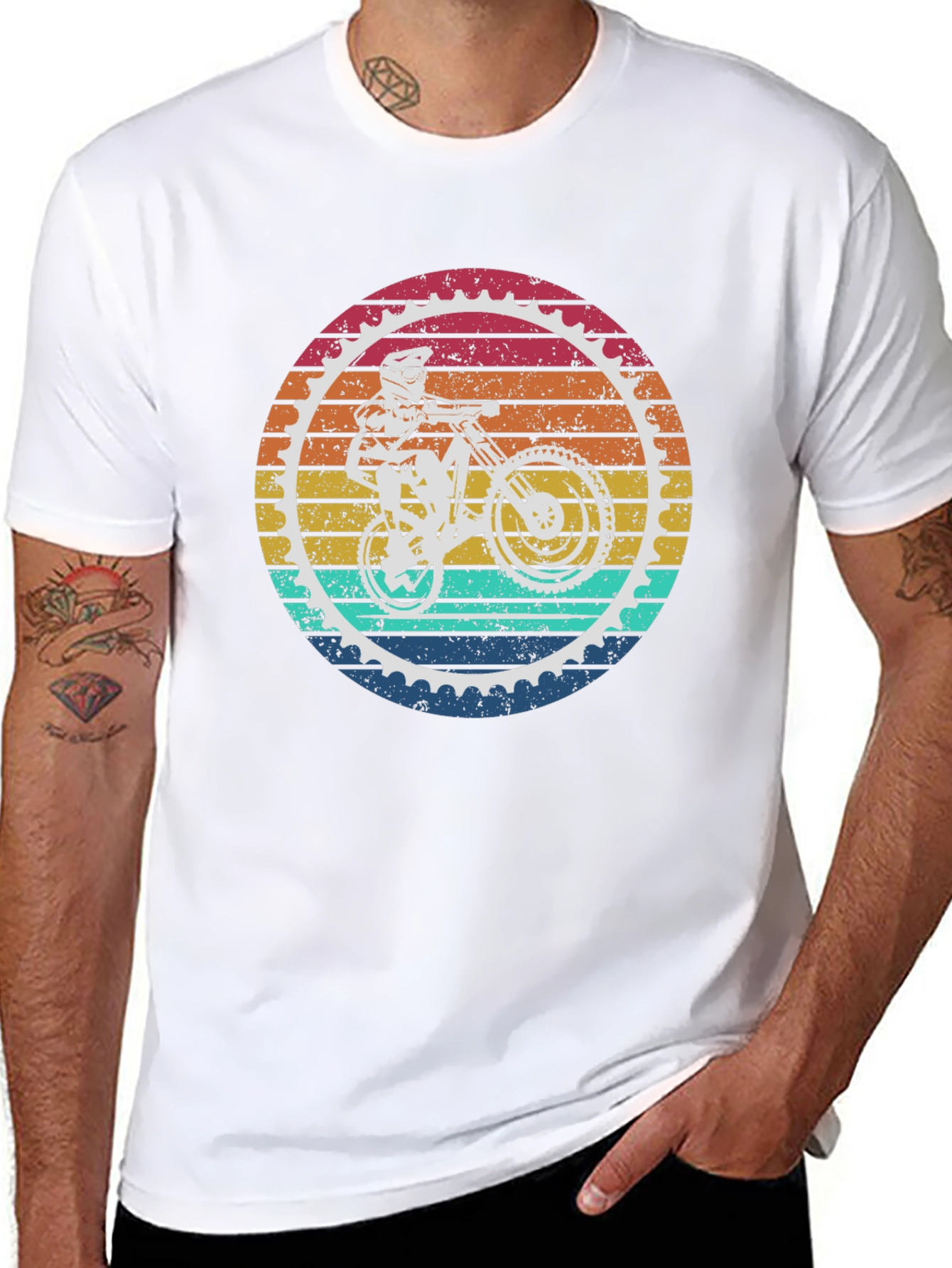 Black Retro Mountain Bike Graphic T-Shirt view 8