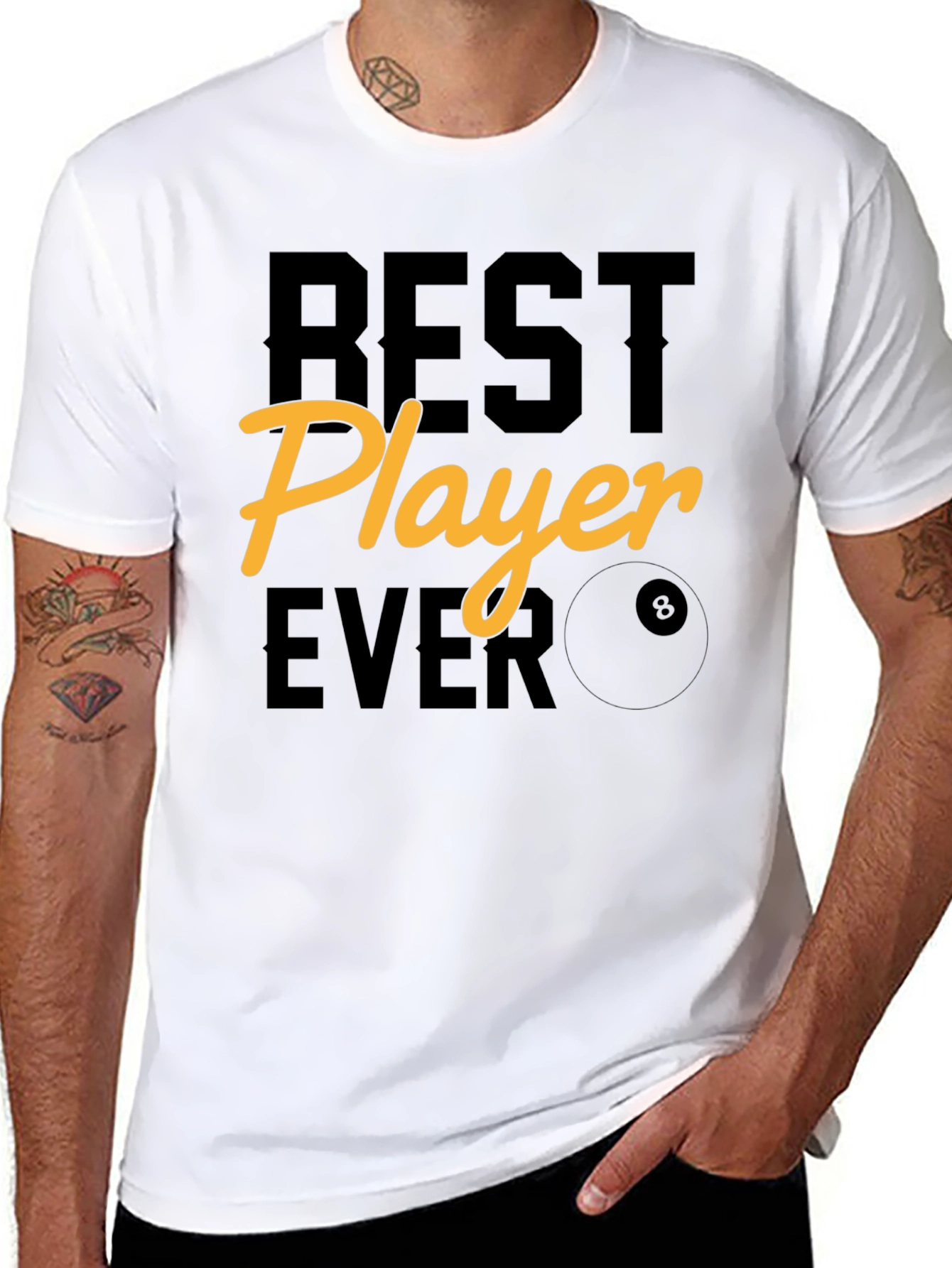 Black Best Player Ever Graphic Tee - Billiards T-Shirt view 8