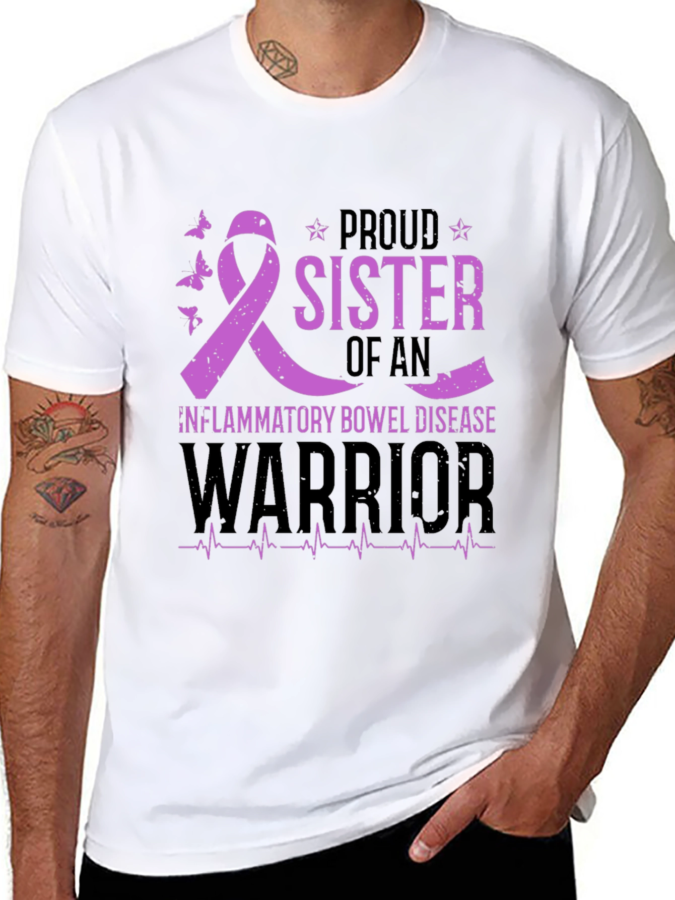 Black Proud Sister Inflammatory Bowel Disease Awareness T-Shirt view 8