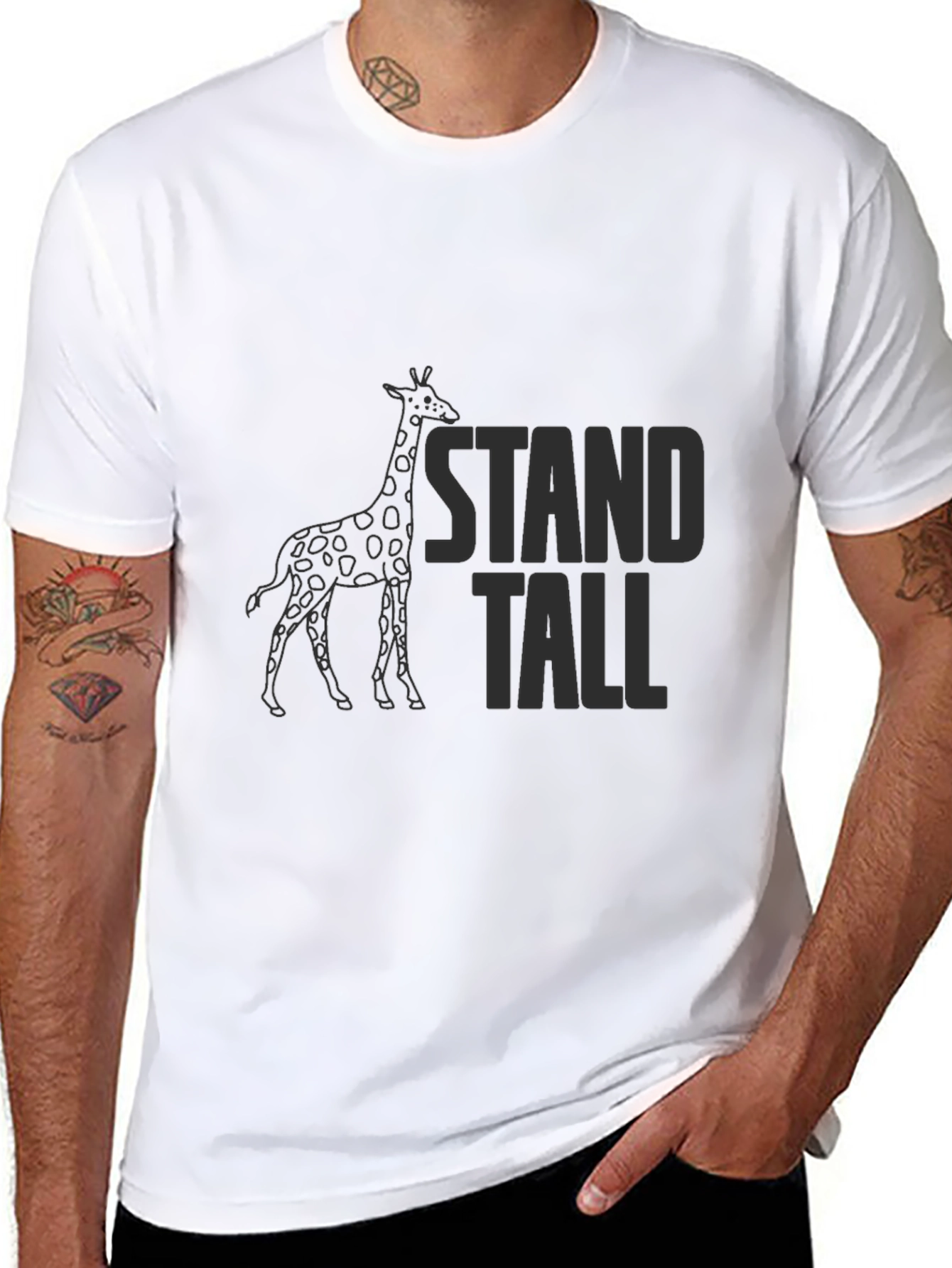 Black Stand Tall Giraffe Graphic Tee - Black view 8