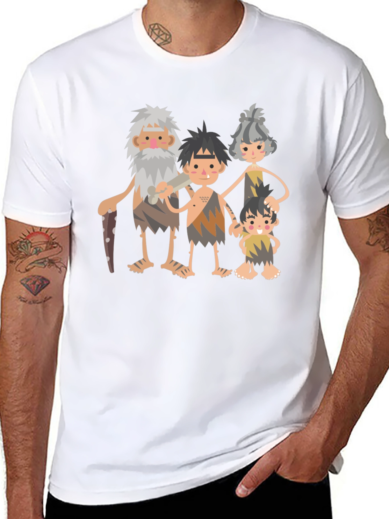 Black Caveman Family Graphic Tee - Black view 8