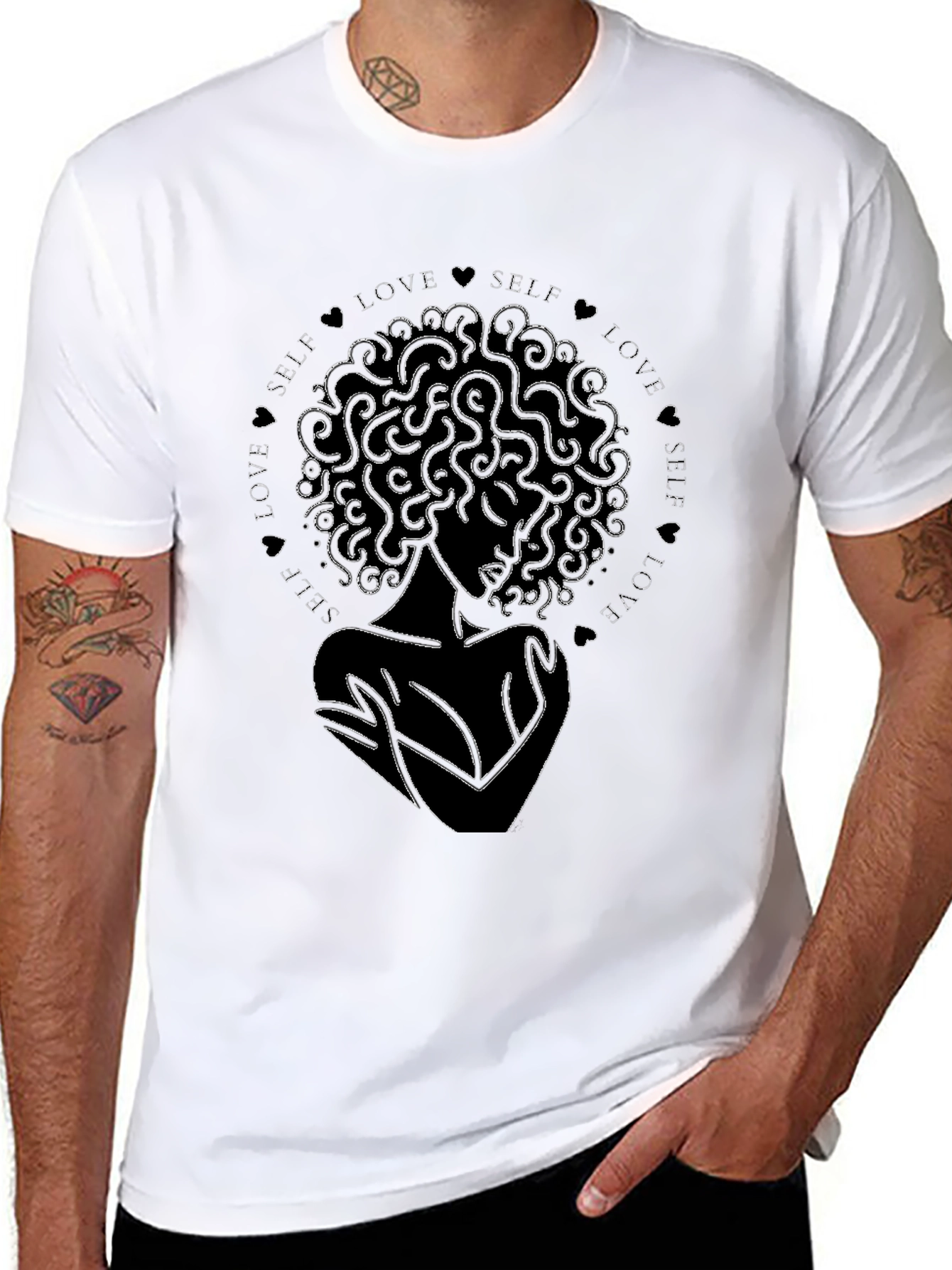 Black Self Love Graphic Black T-Shirt view 8