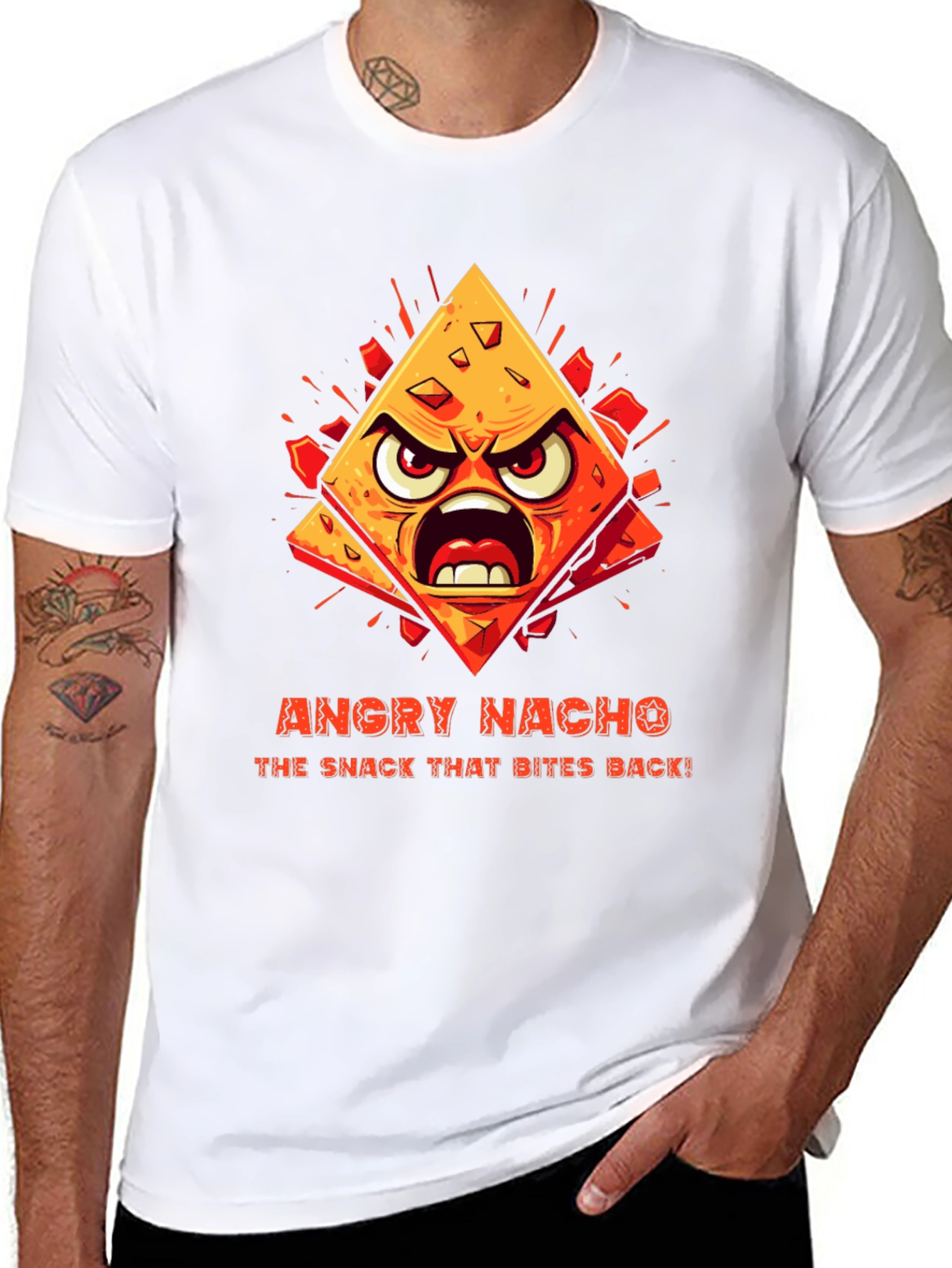 Black Angry Nacho Bite Back Black T-Shirt view 8