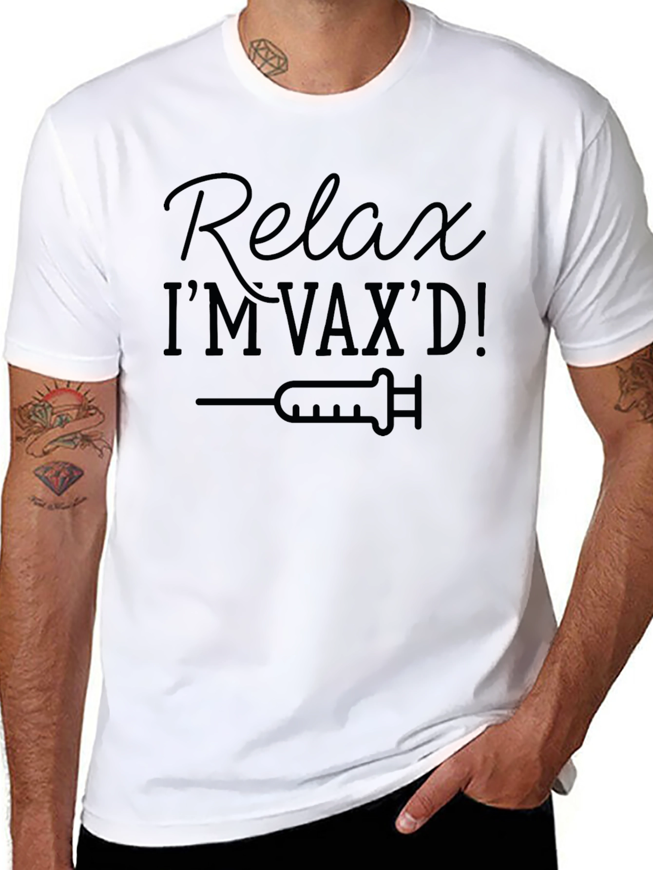 Black Relax I'm Vax'd! Graphic Tee view 8