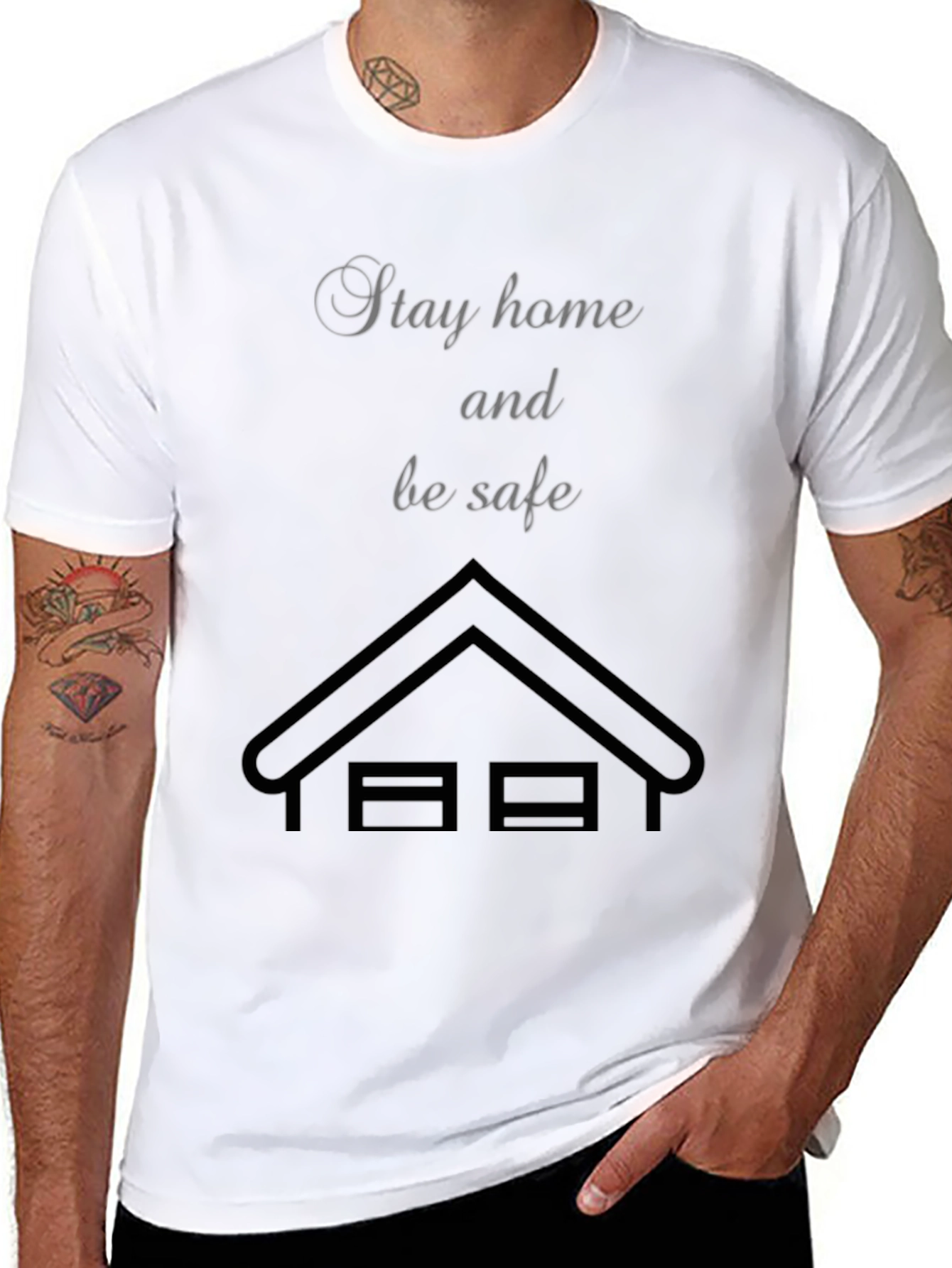 Black Stay Home, Be Safe T-Shirt view 8