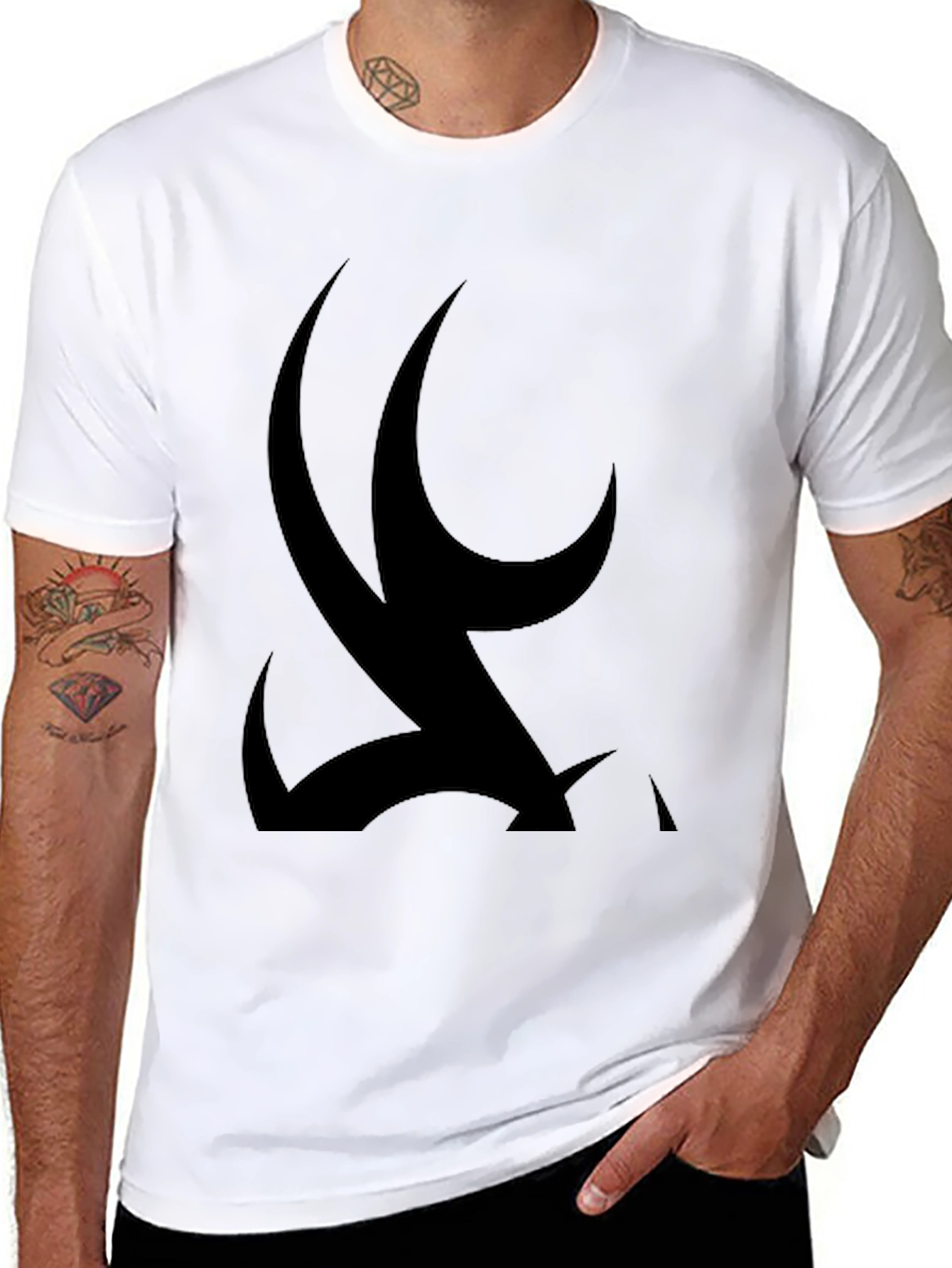 Black Abstract Black Graphic Print Tee view 8