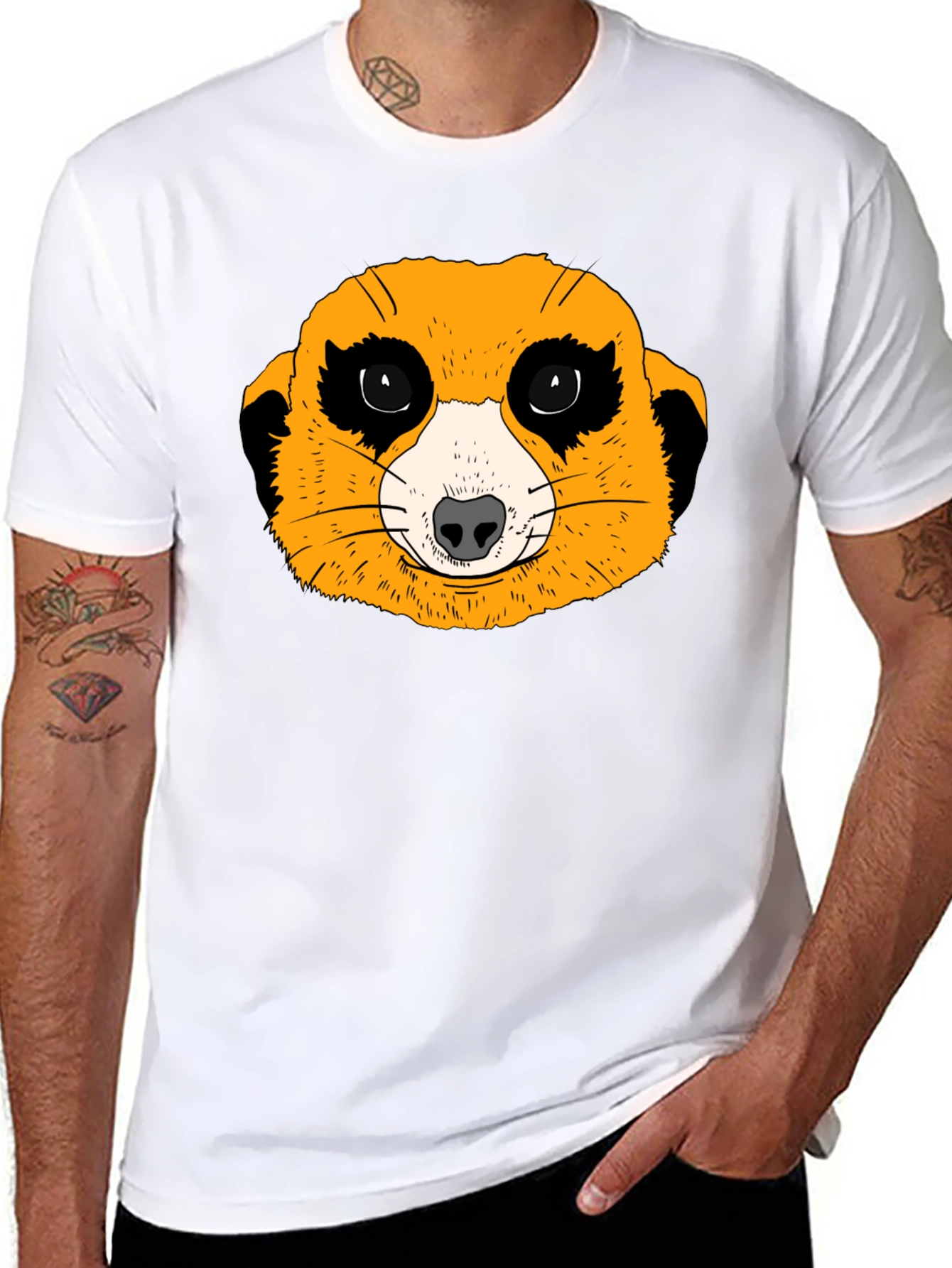 Black Meerkat Graphic Tee - Black Cotton T-Shirt view 8