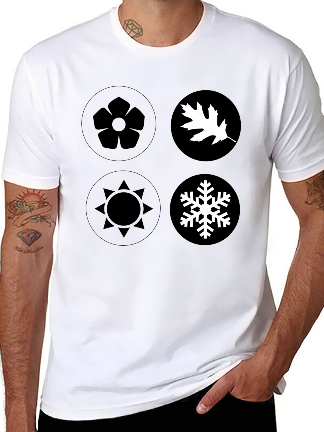 Seasons Graphic Tee - Black Cotton Casual Wear - 8