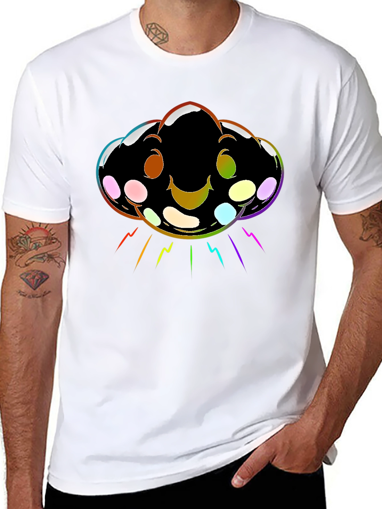 Black Rainbow Cloud UFO Graphic T-Shirt view 8
