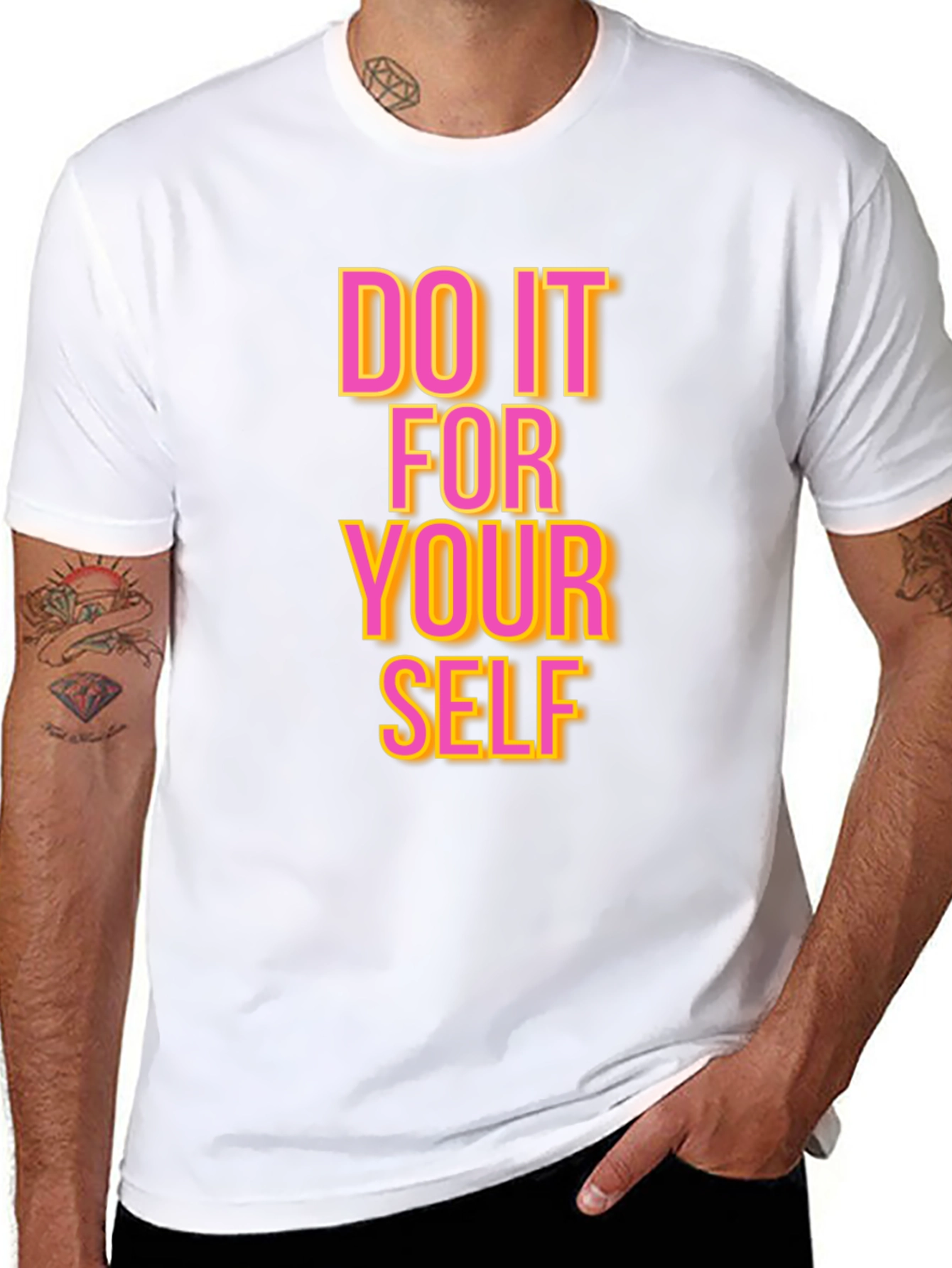 Black Motivational Graphic Tee: Do It For Yourself T-Shirt view 8