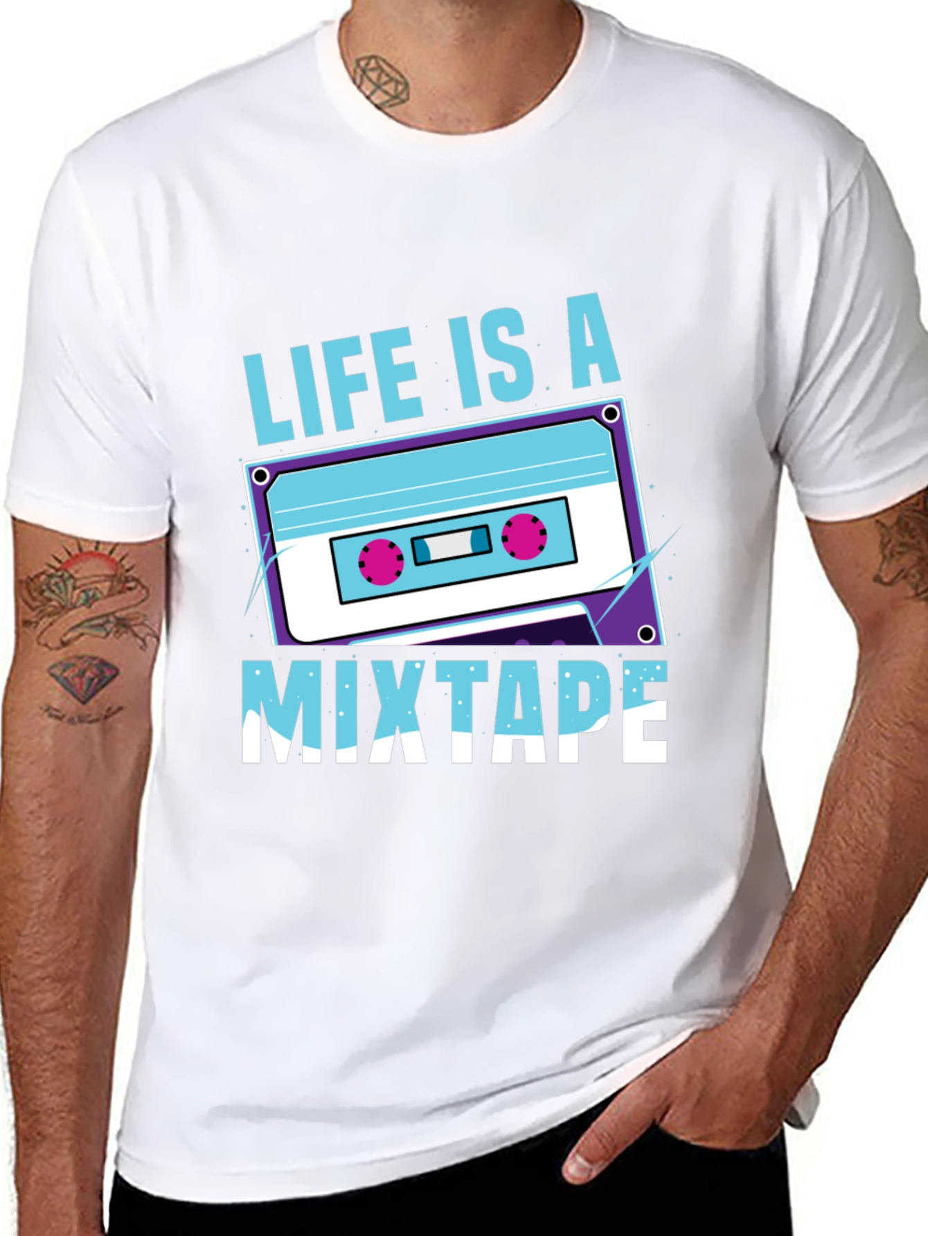 Black Life Is A Mixtape Graphic Tee - Retro Style view 8