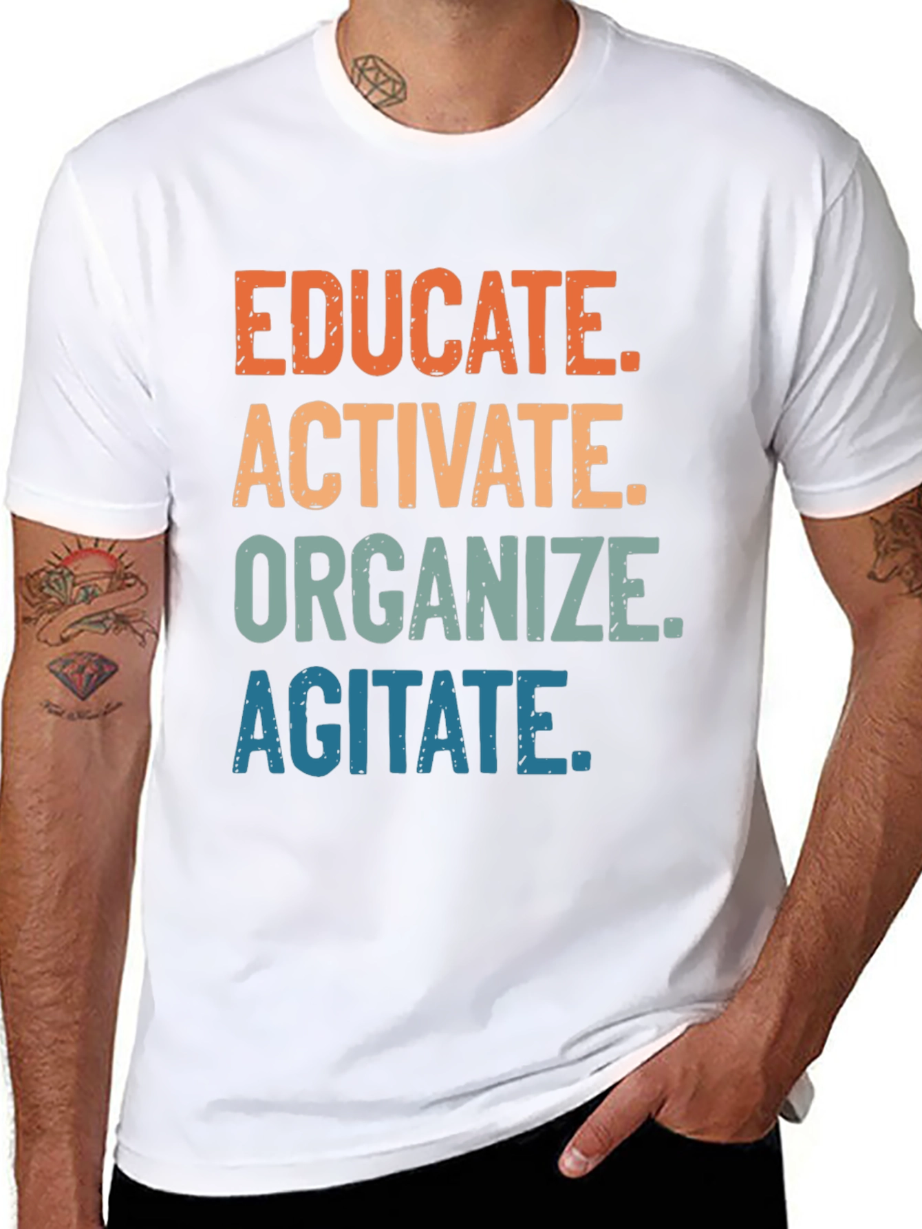 Black Educate, Activate, Organize, Agitate T-Shirt view 8