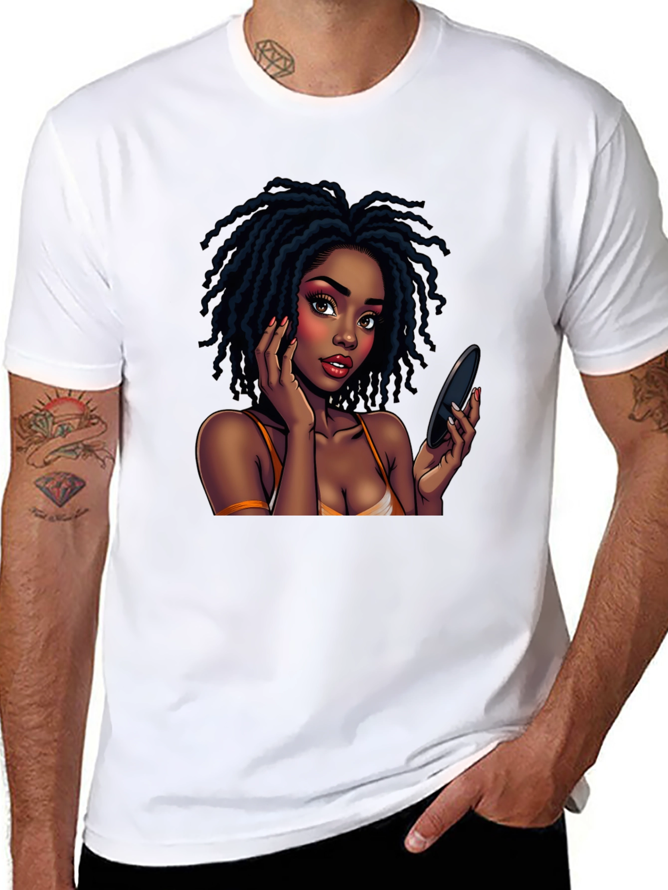 Black Black T-Shirt with Animated Girl Graphic view 8