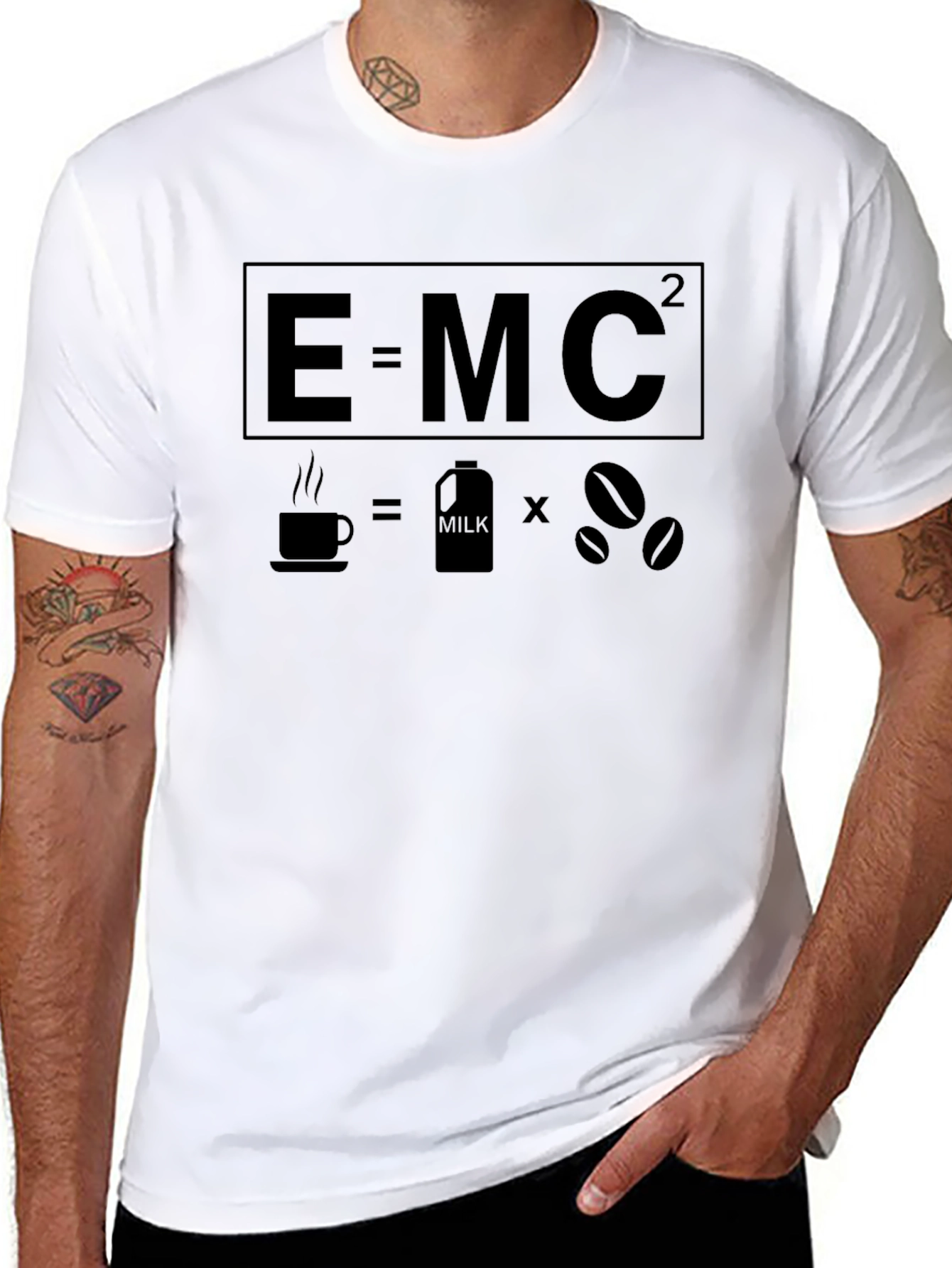 Black E=MC2 Coffee Equation Graphic Tee view 8