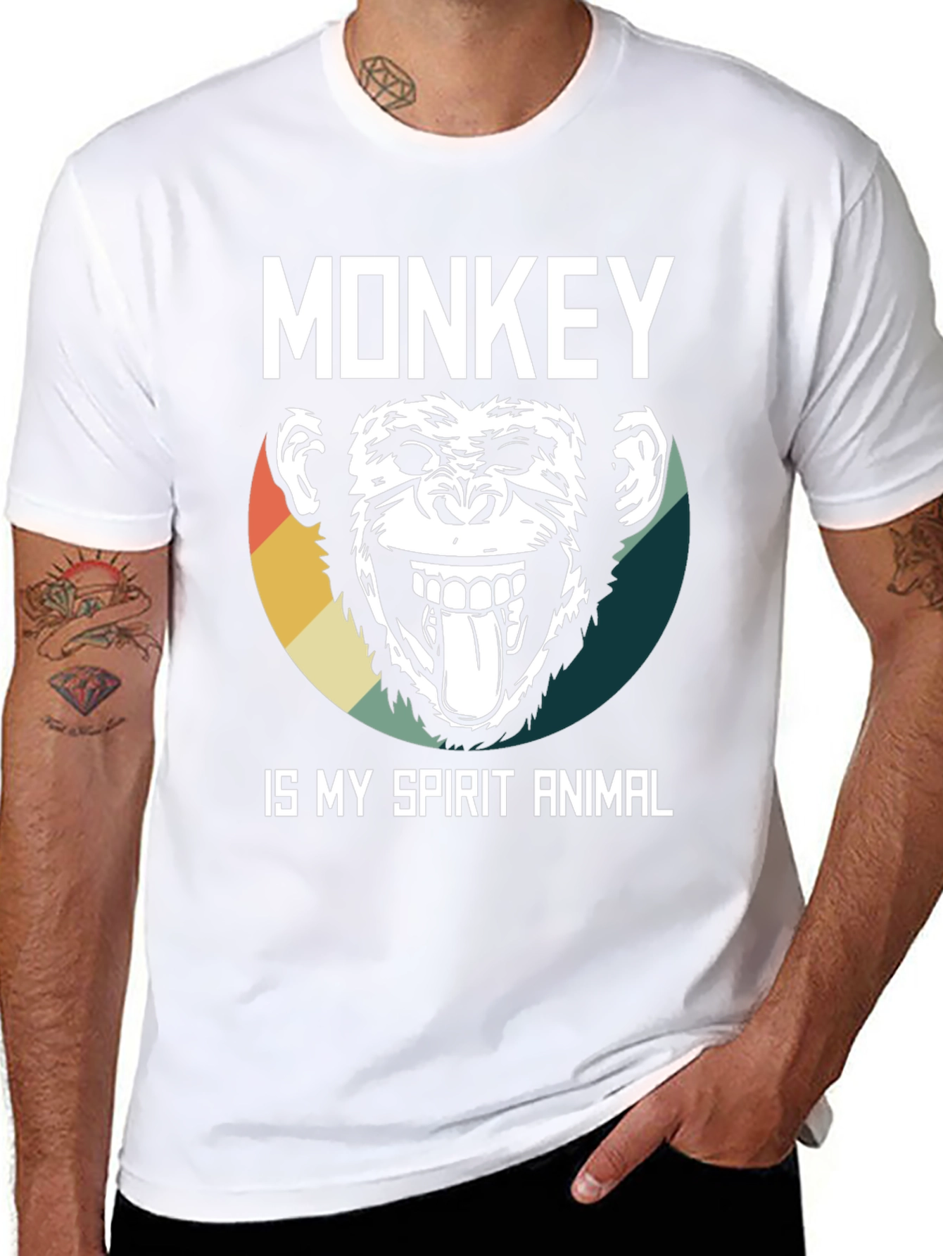 Black Monkey Spirit Animal Graphic Tee view 8