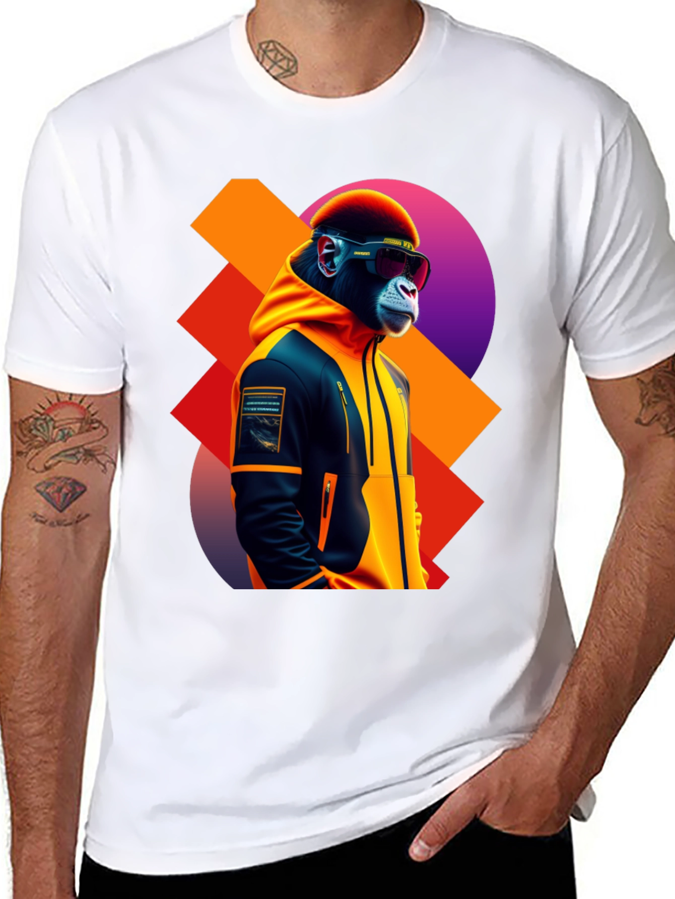 Black Cool Ape Graphic Tee view 8