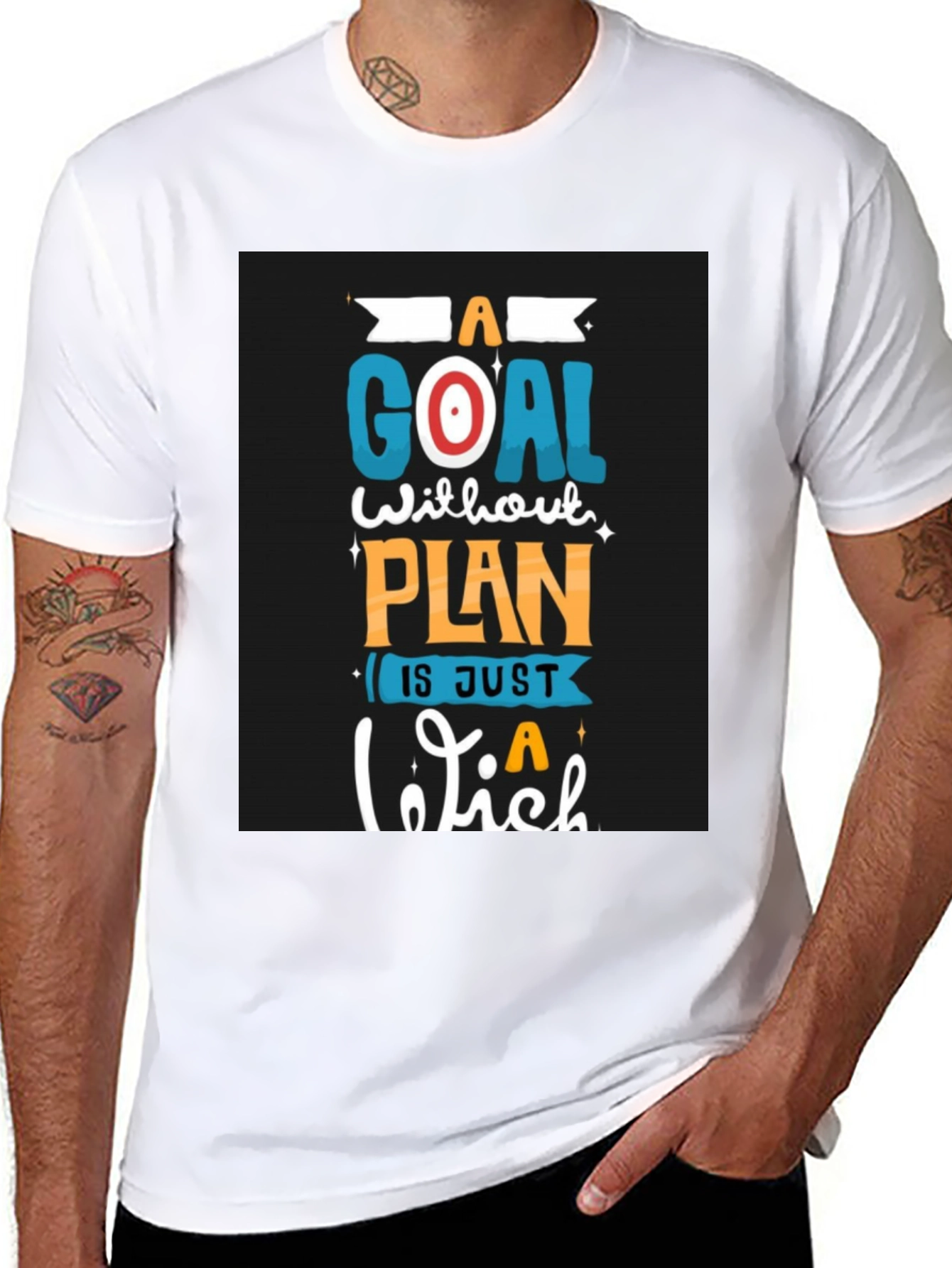 Black Motivational Goal Plan Black T-Shirt view 8
