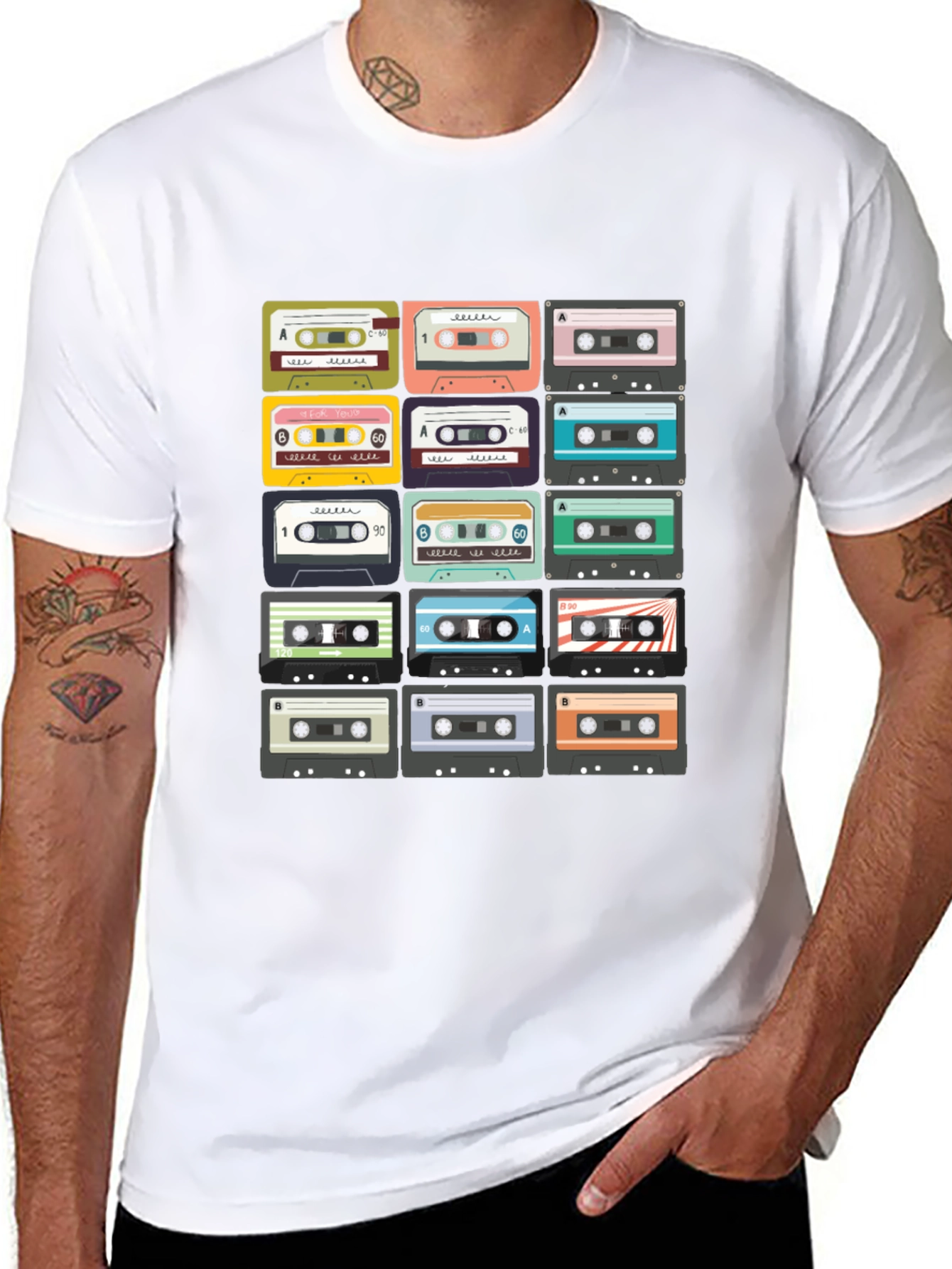 Black Retro Cassette Tape T-Shirt - Vintage Music Lover Tee view 8