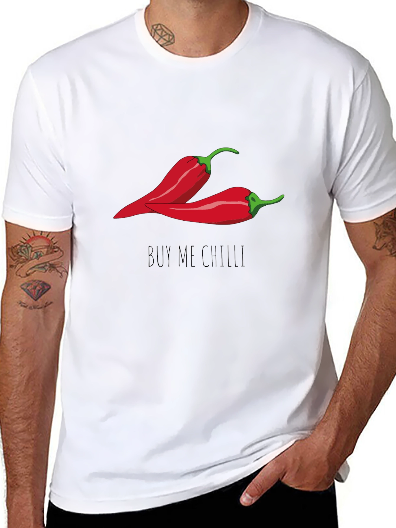 Black Buy Me Chilli Graphic T-Shirt view 8