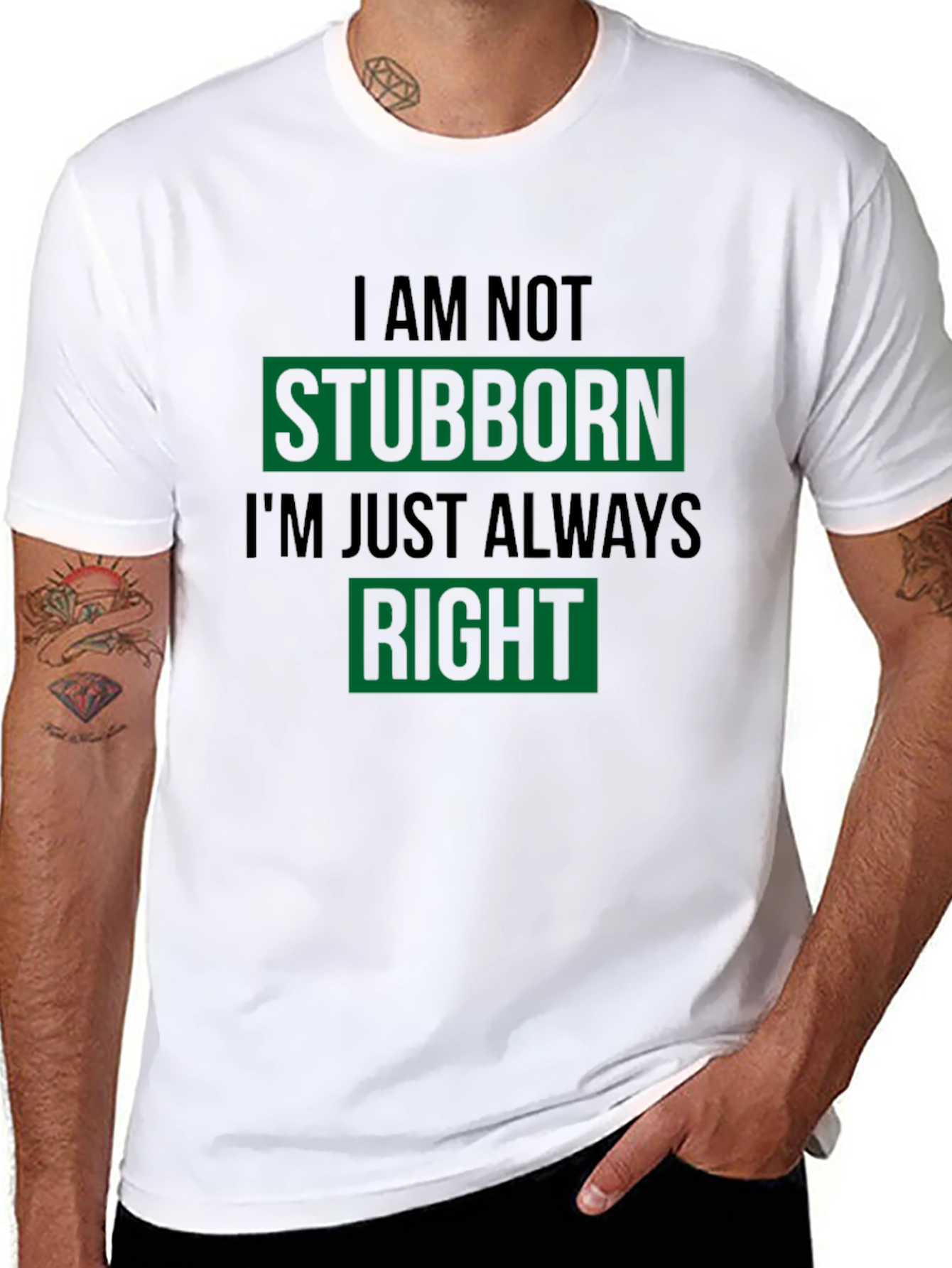 Black Stubborn Right Funny T-Shirt view 8