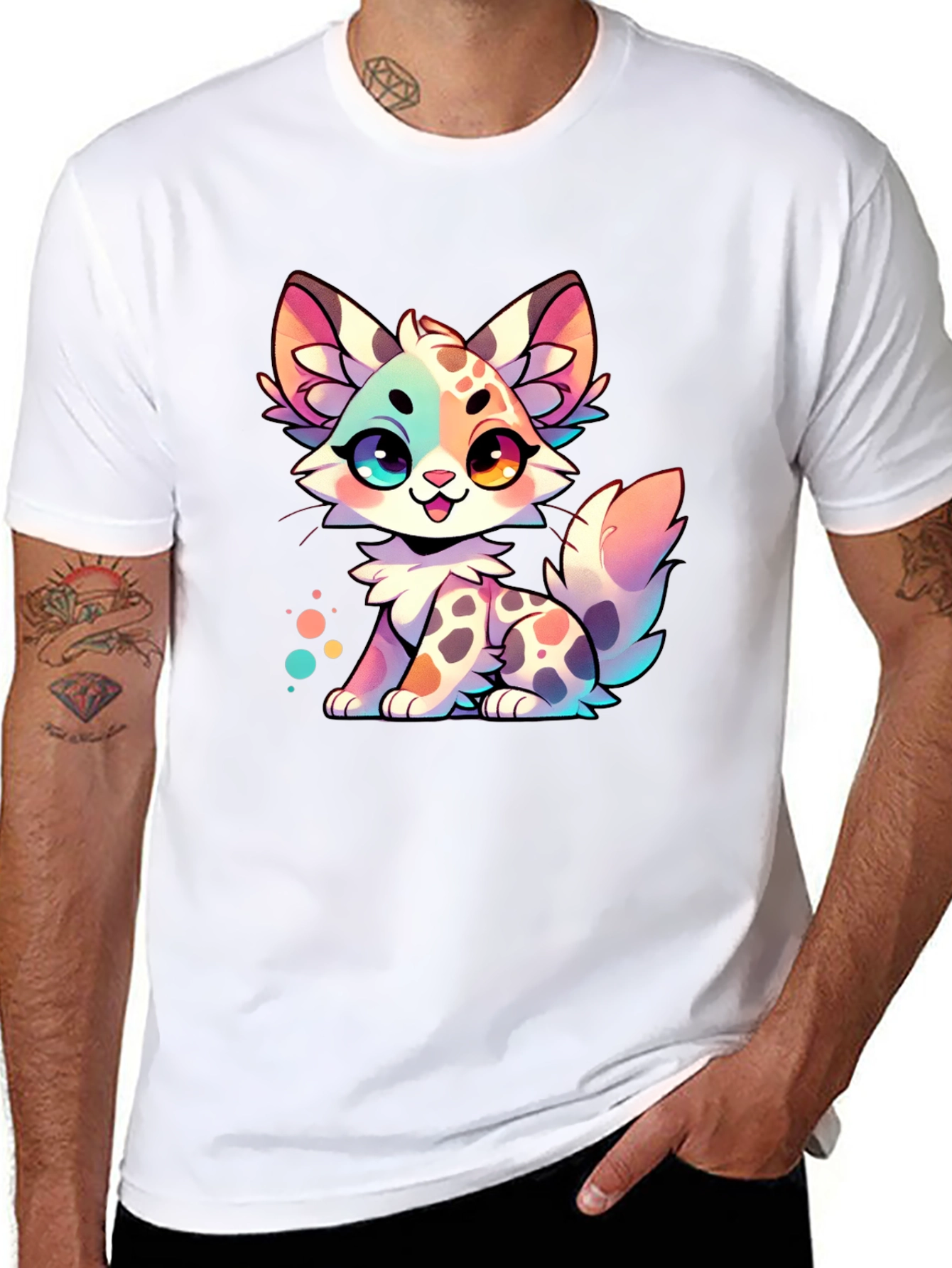 Black Cute Cartoon Kitten Graphic Tee view 8