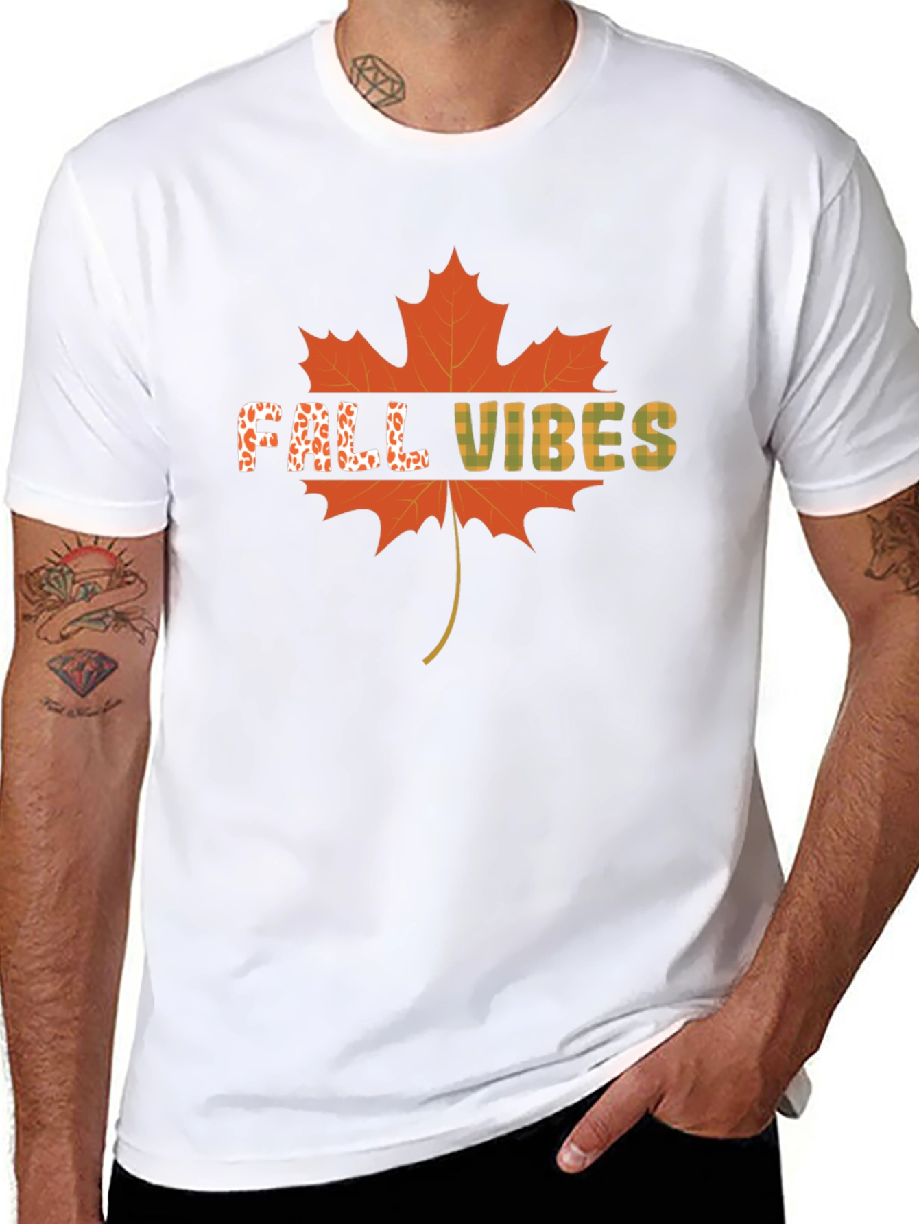 Black Fall Vibes Maple Leaf Graphic T-Shirt view 8