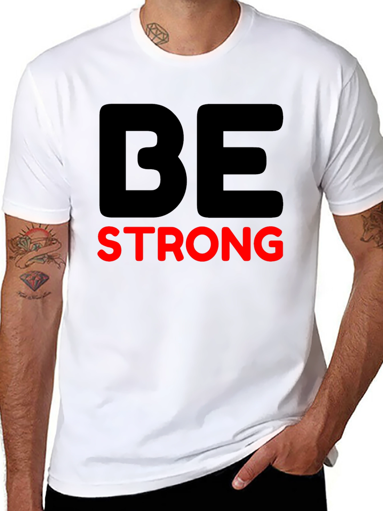 Black Be Strong Graphic Tee - Motivational T-Shirt view 8