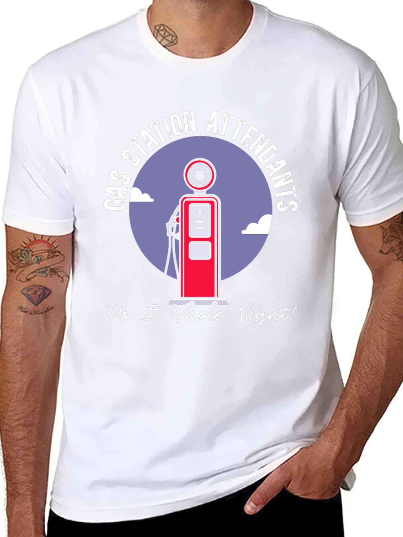 Black Gas Station Attendants T-Shirt view 8