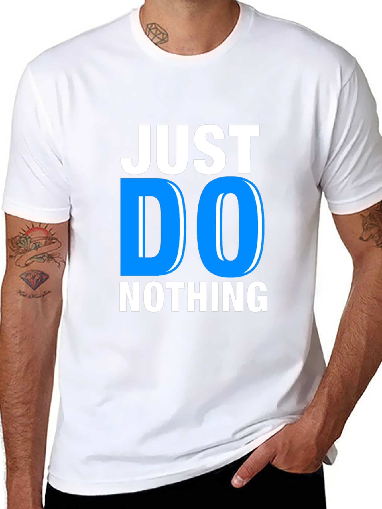 Black Just Do Nothing Graphic Tee - Relaxed Fit Cotton T-Shirt view 8
