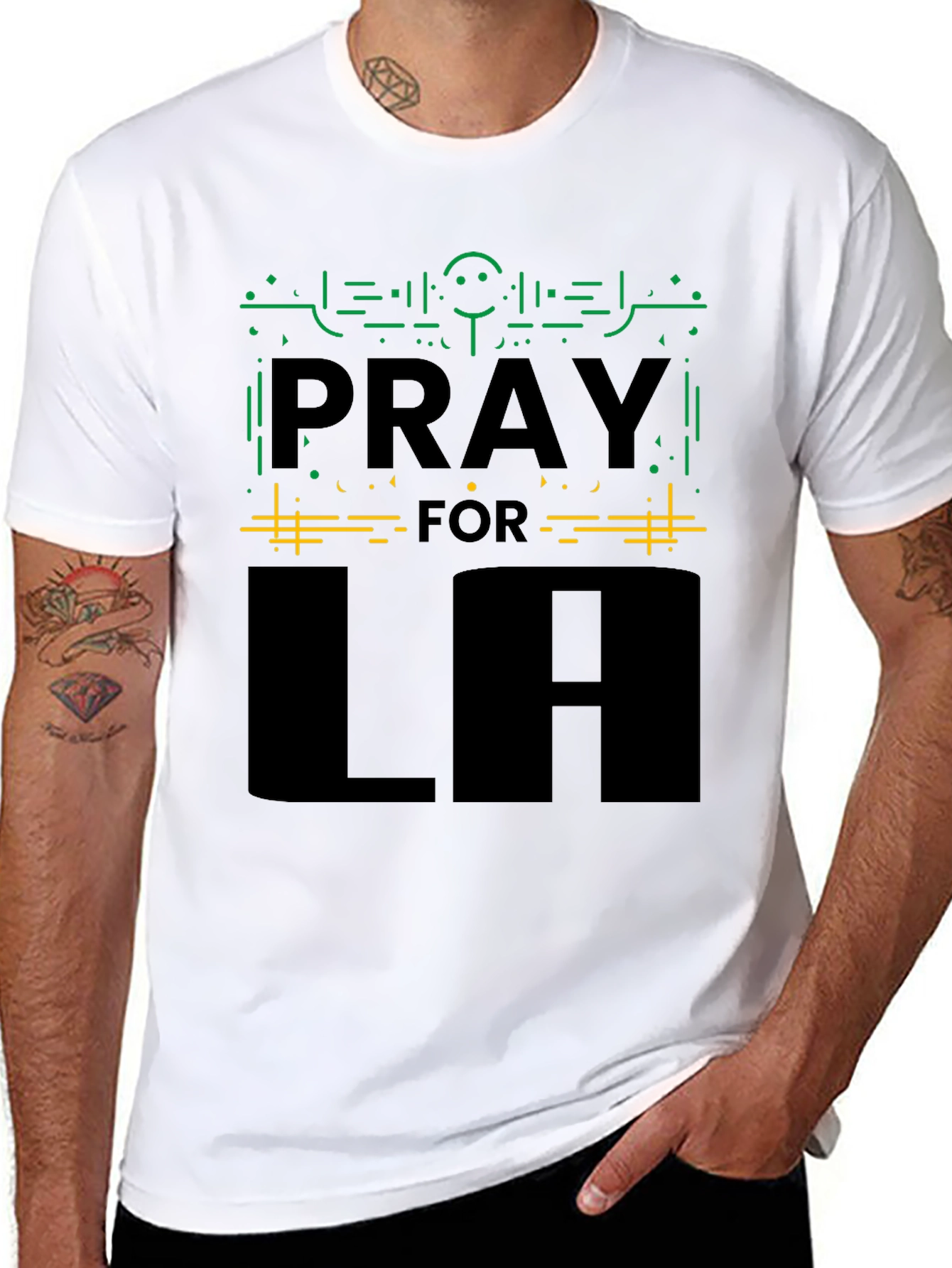 Black Pray for LA Black Graphic Tee - Comfort Fit view 8