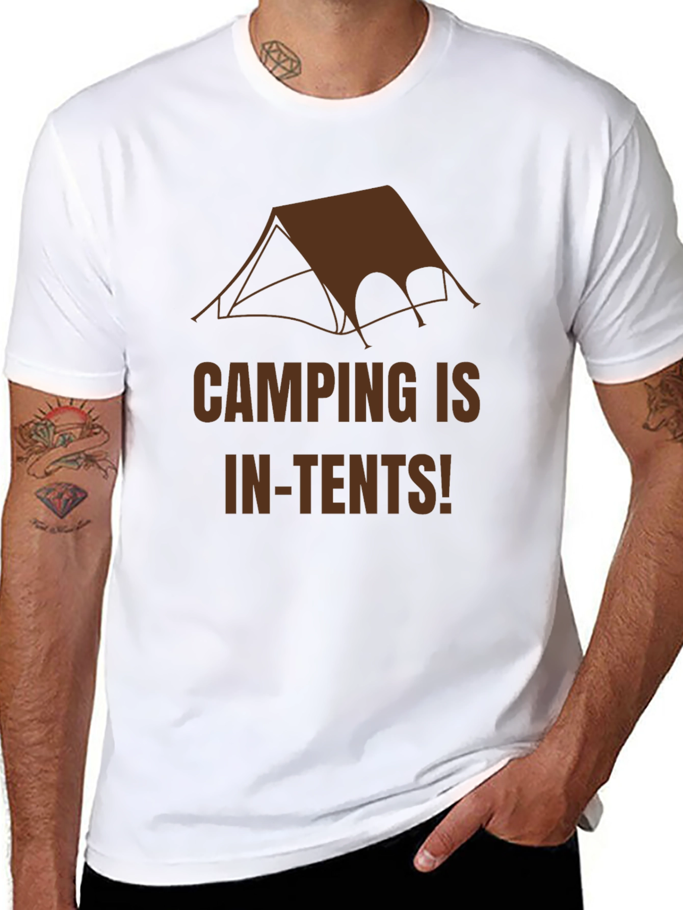 Black Camping In-Tents Graphic Tee - Black Cotton T-Shirt view 8