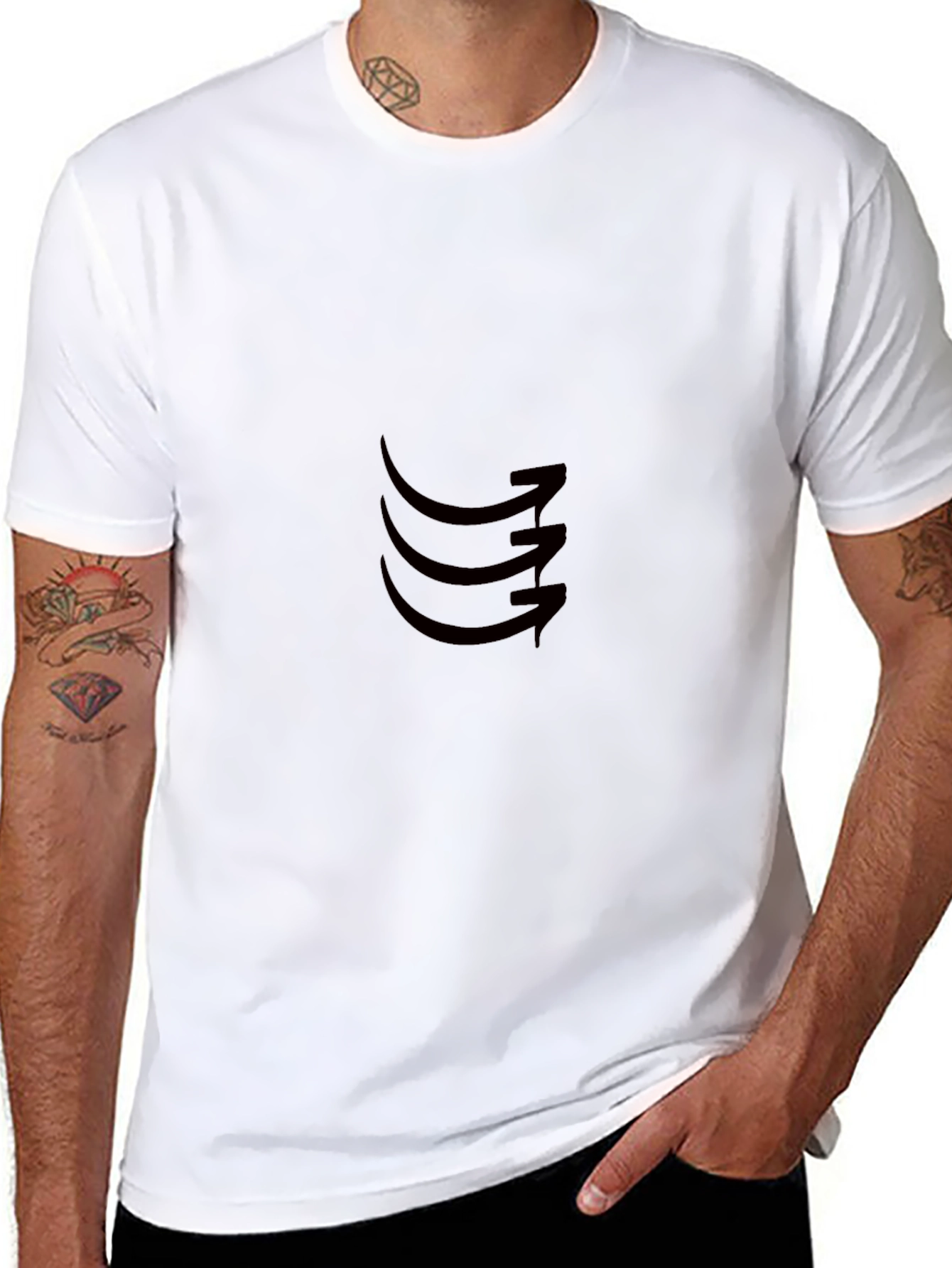 Black Black Graphic Tee - Abstract Arrow Design view 8