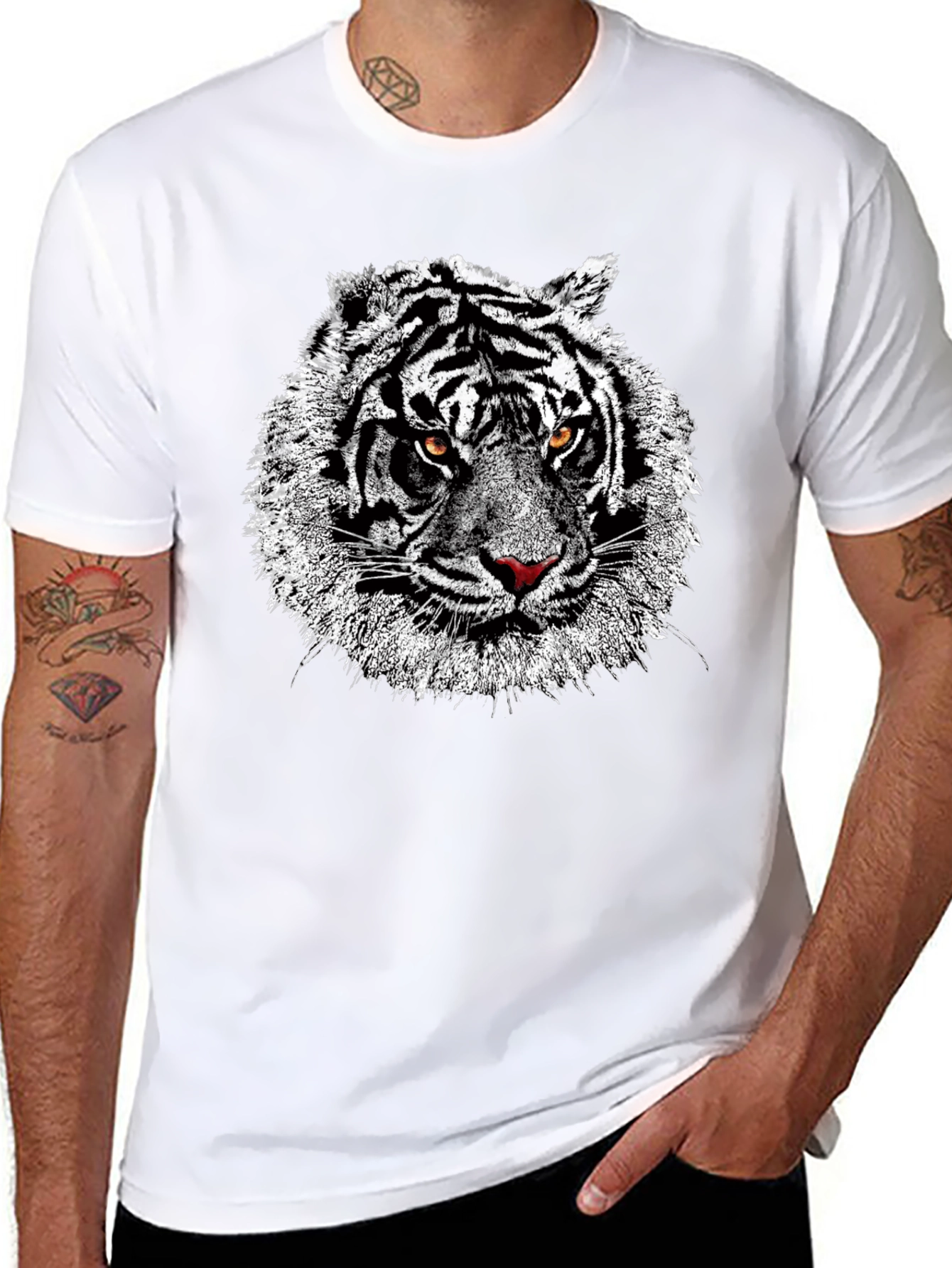 Black Tiger Graphic Print Black T-Shirt view 8